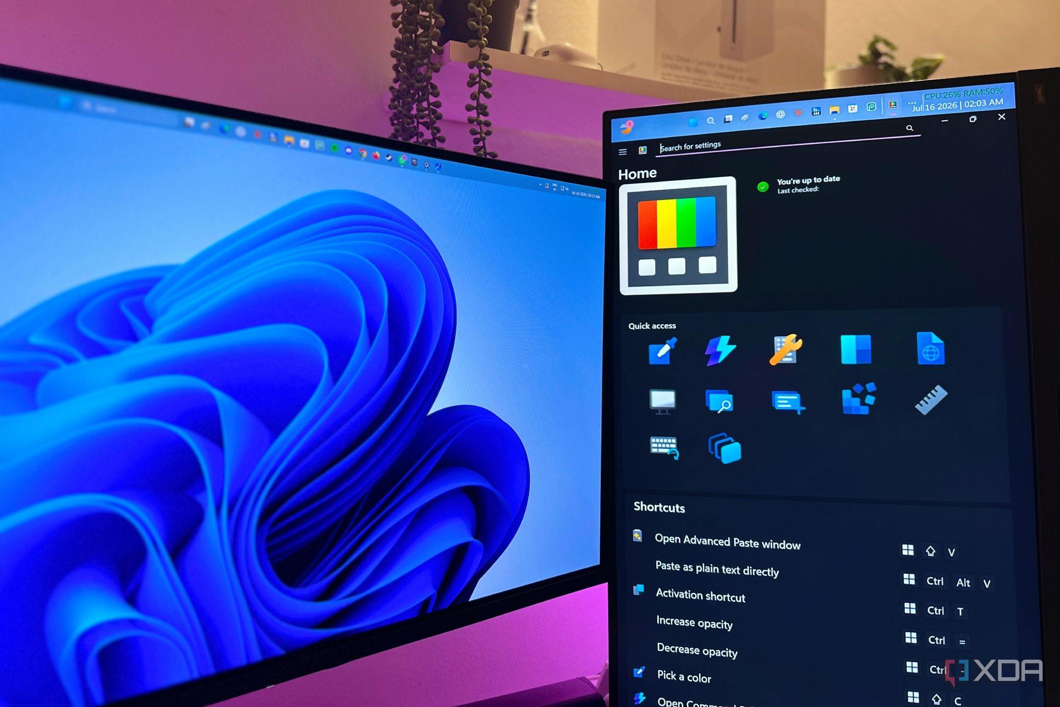 Microsoft PowerToys home screen on Windows 11.