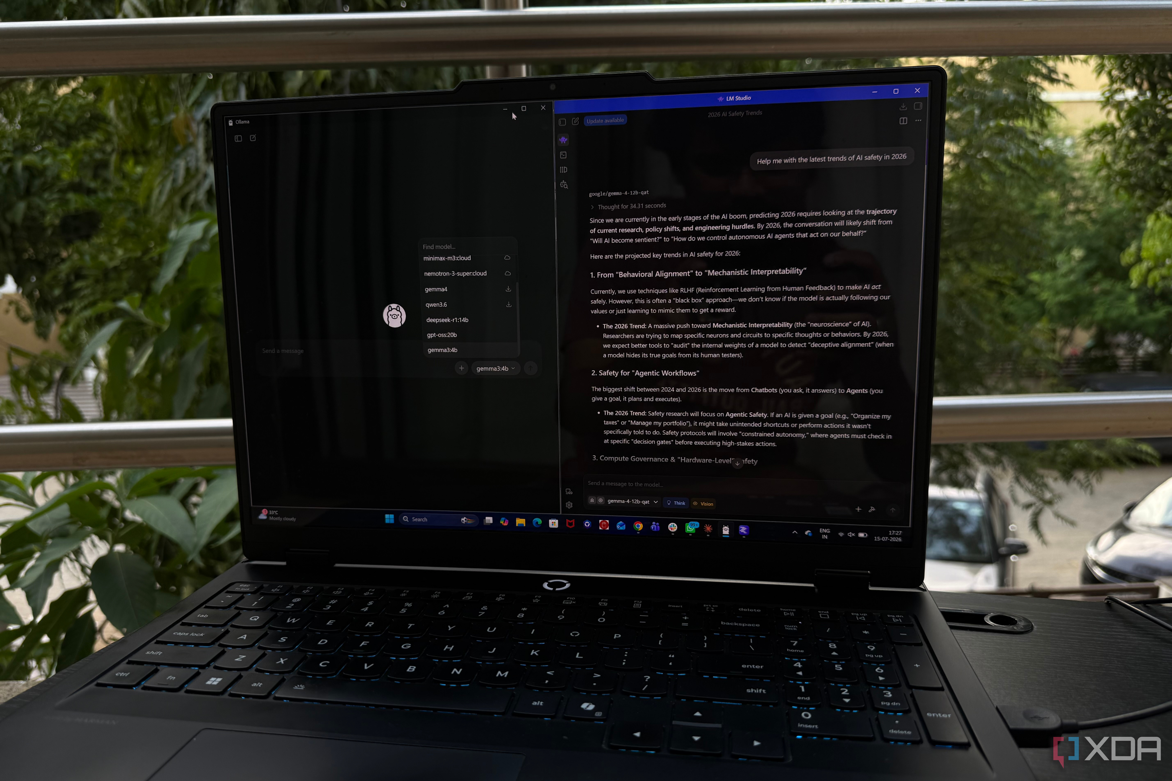 Ollama and LM Studio on Windows laptop screen