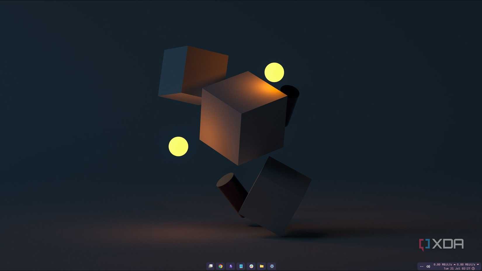 A much neater and nicer Windows 11 desktop with minimal icons and a clock