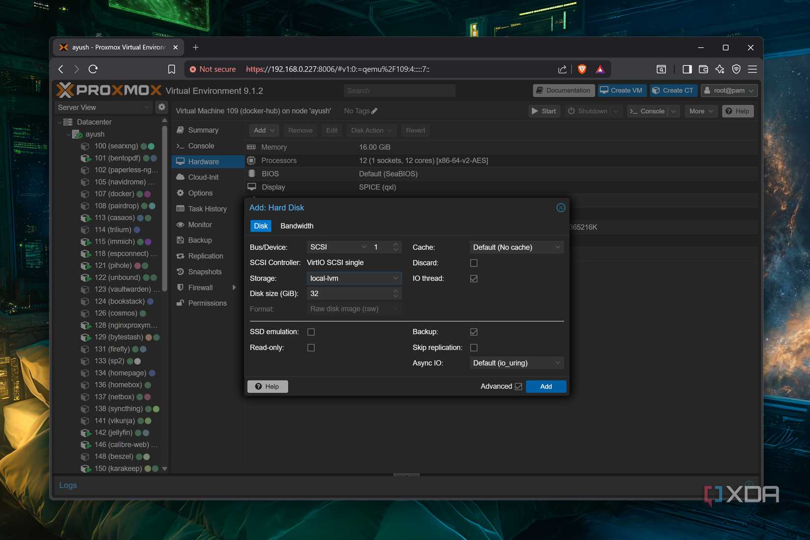 Add a hard drive to Proxmox