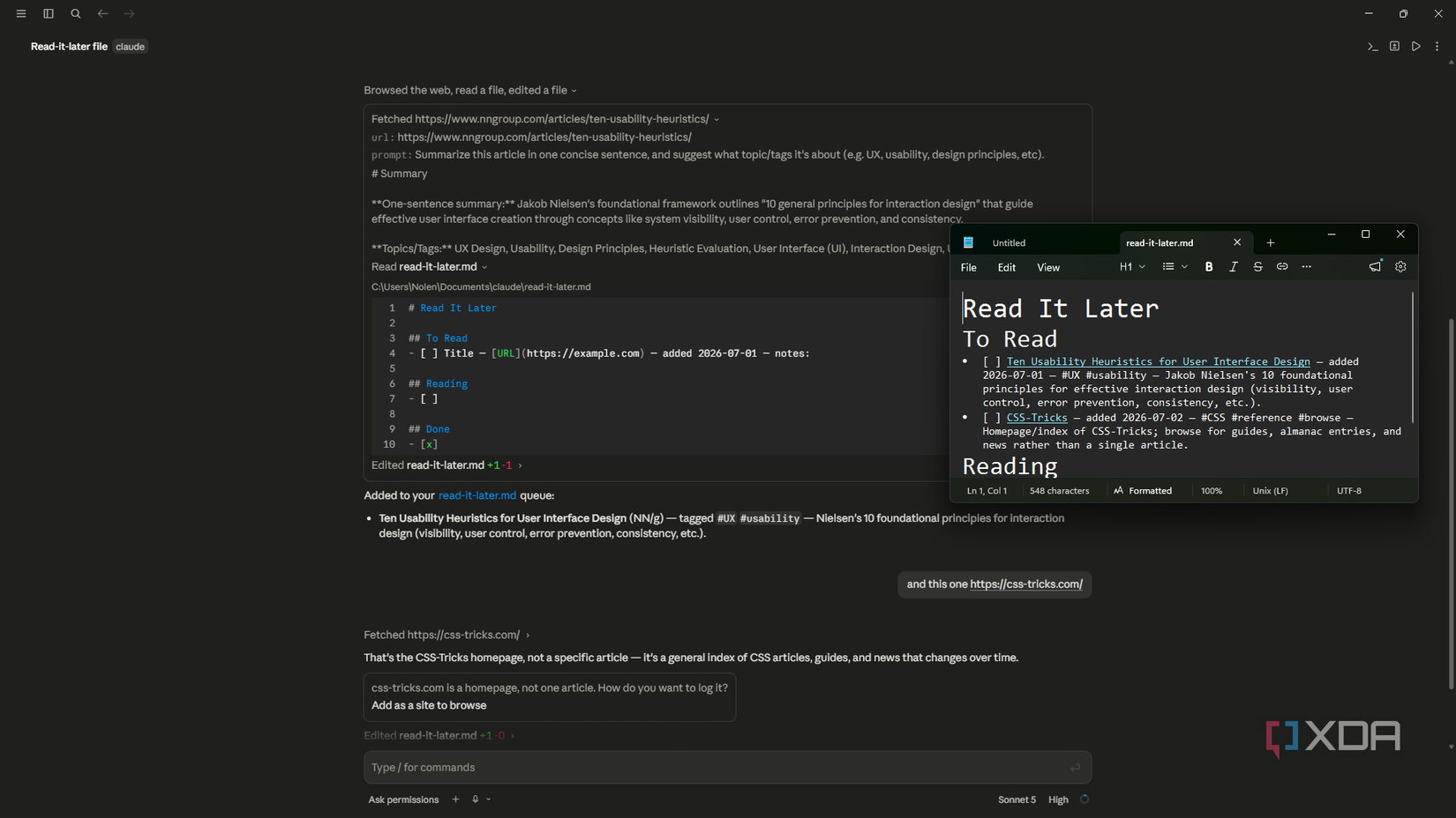 read it later document in claude code