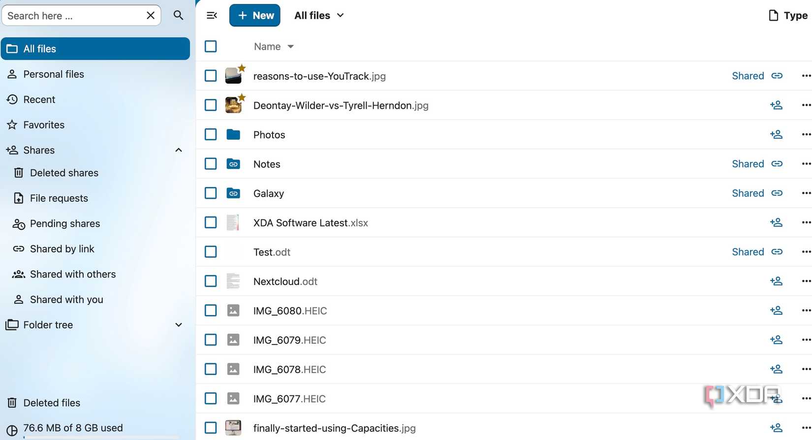 Nextcloud photos menu