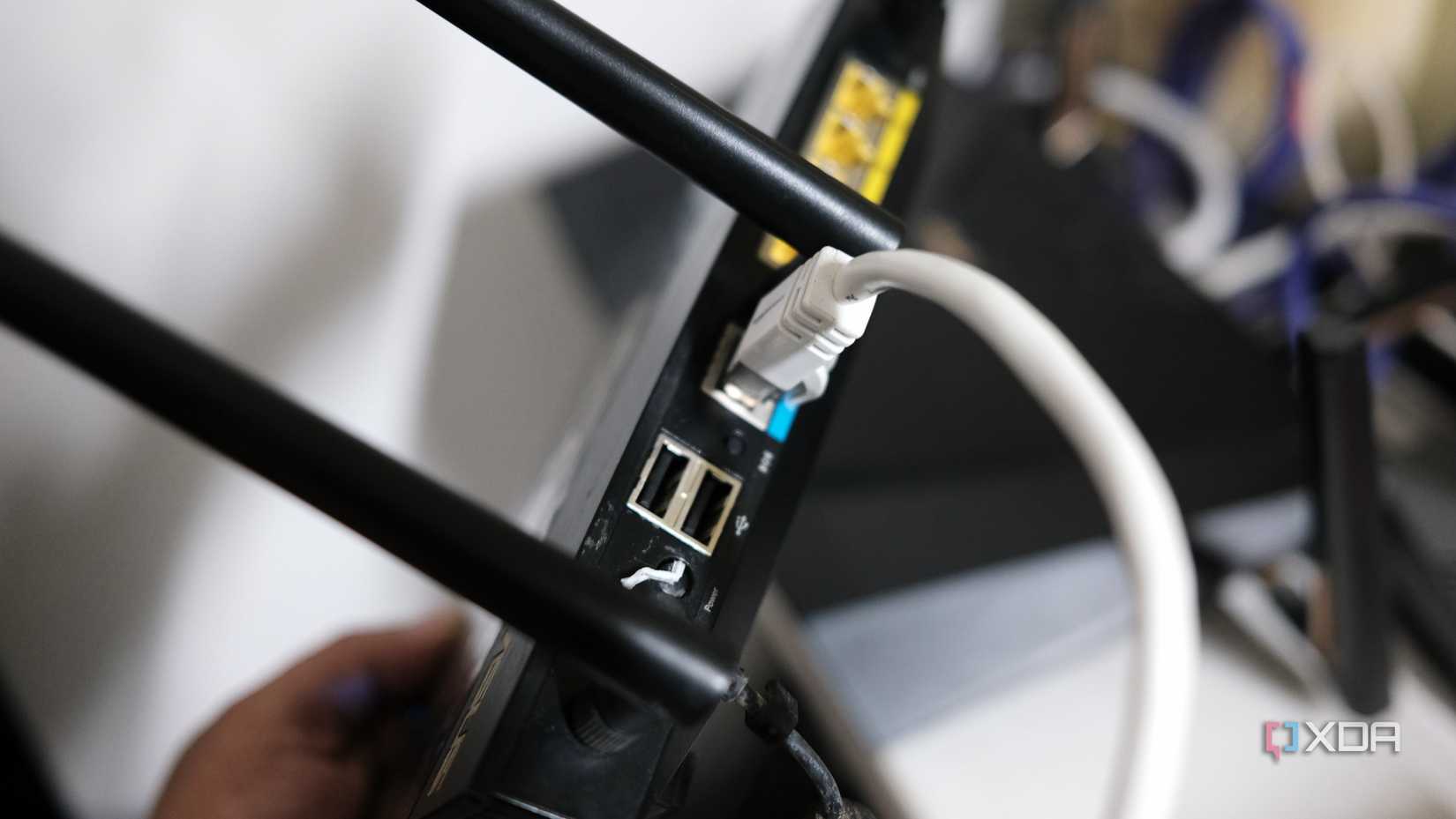 Ethernet plugged in WAN port of the second router