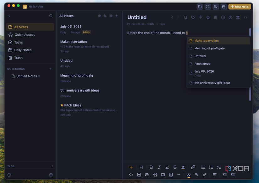 HelixNotes' internal wiki-link system