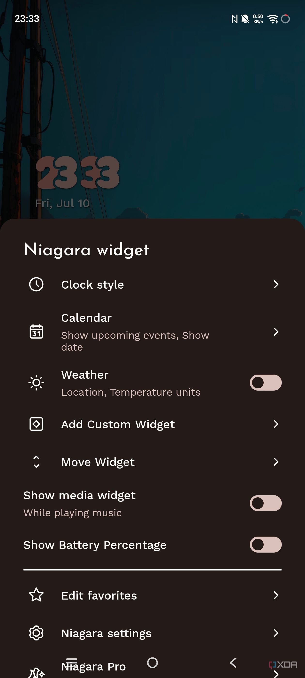 Настройки интерфейса Niagara Launcher