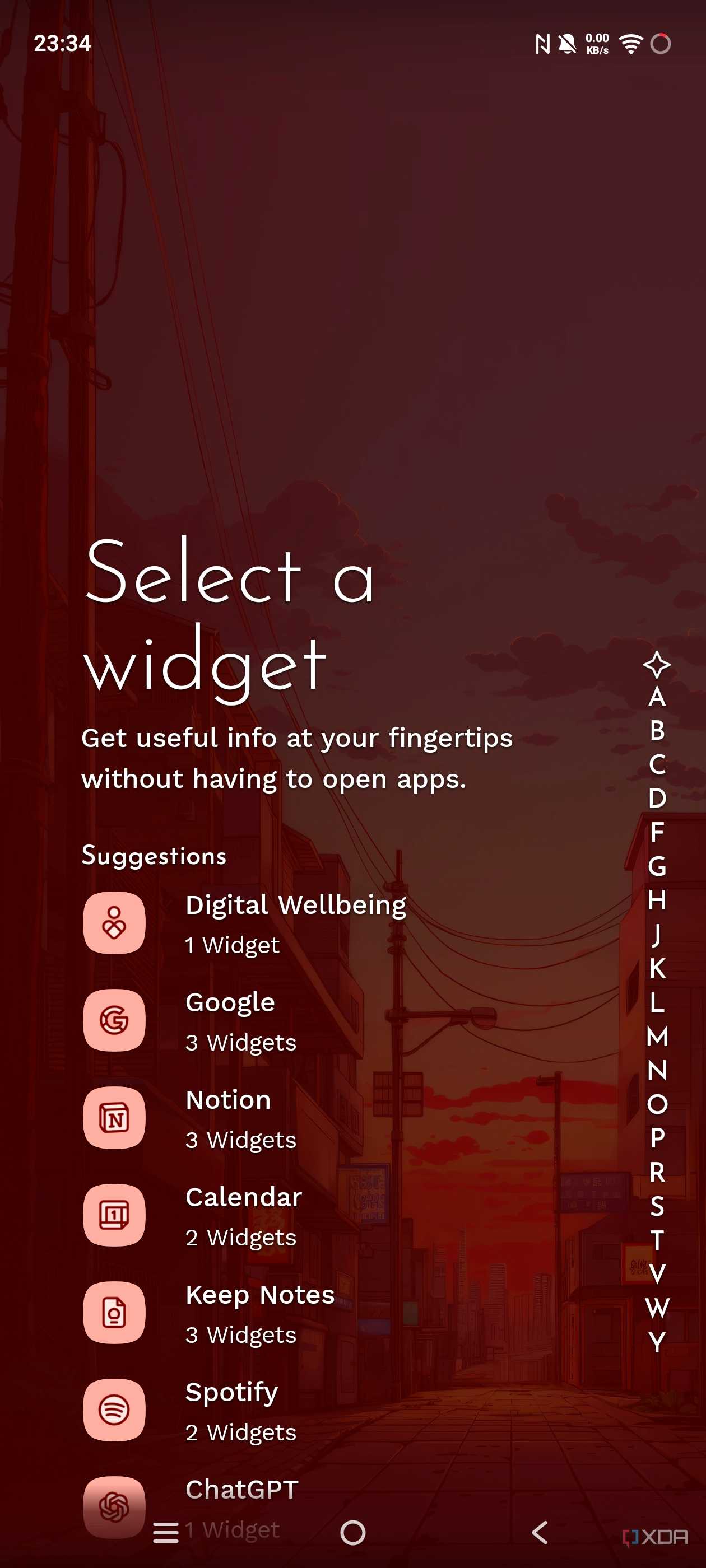 Niagara Launcher Widget Selector