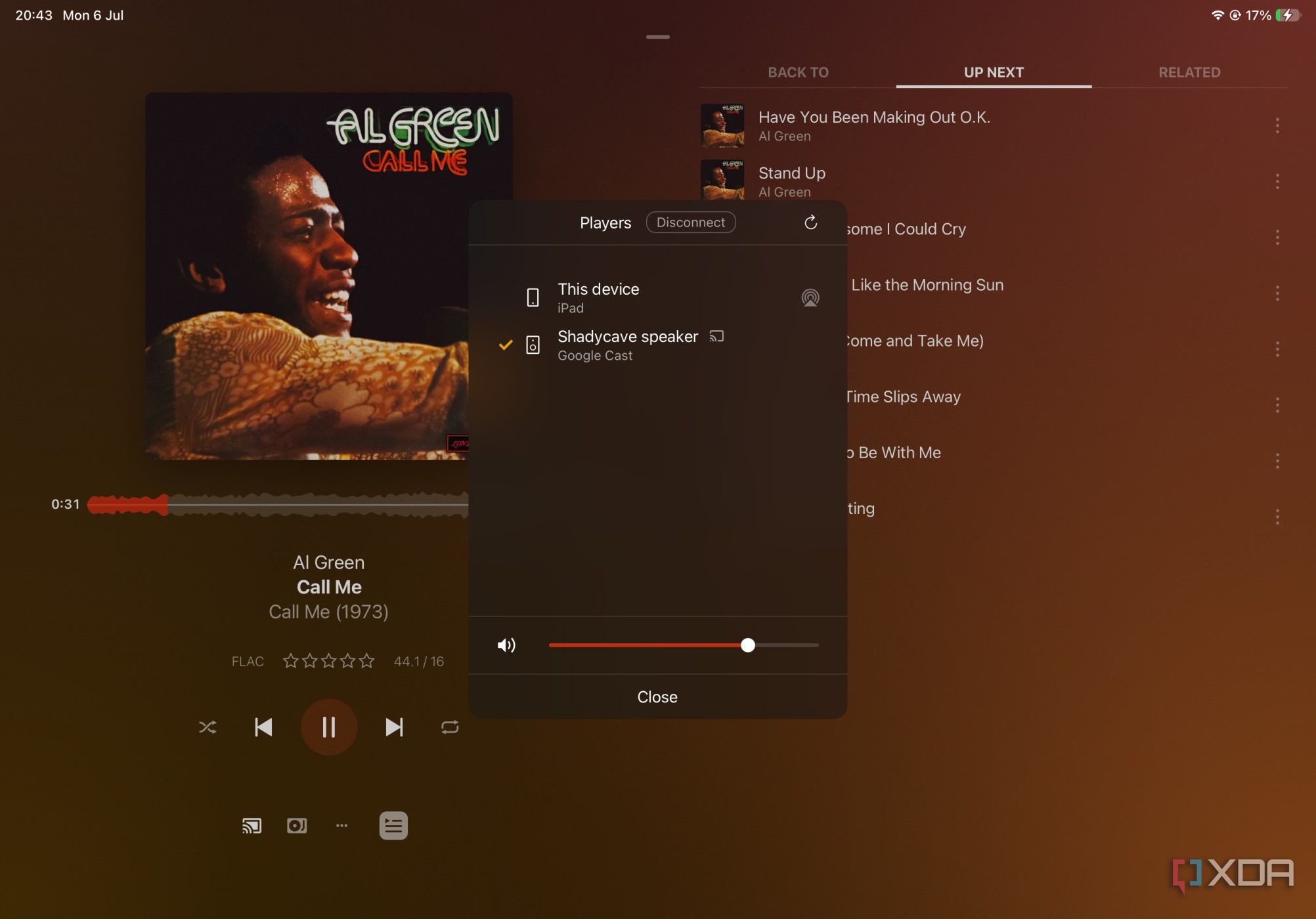 Select Chromecast Audio-connected Speaker in Plexamp