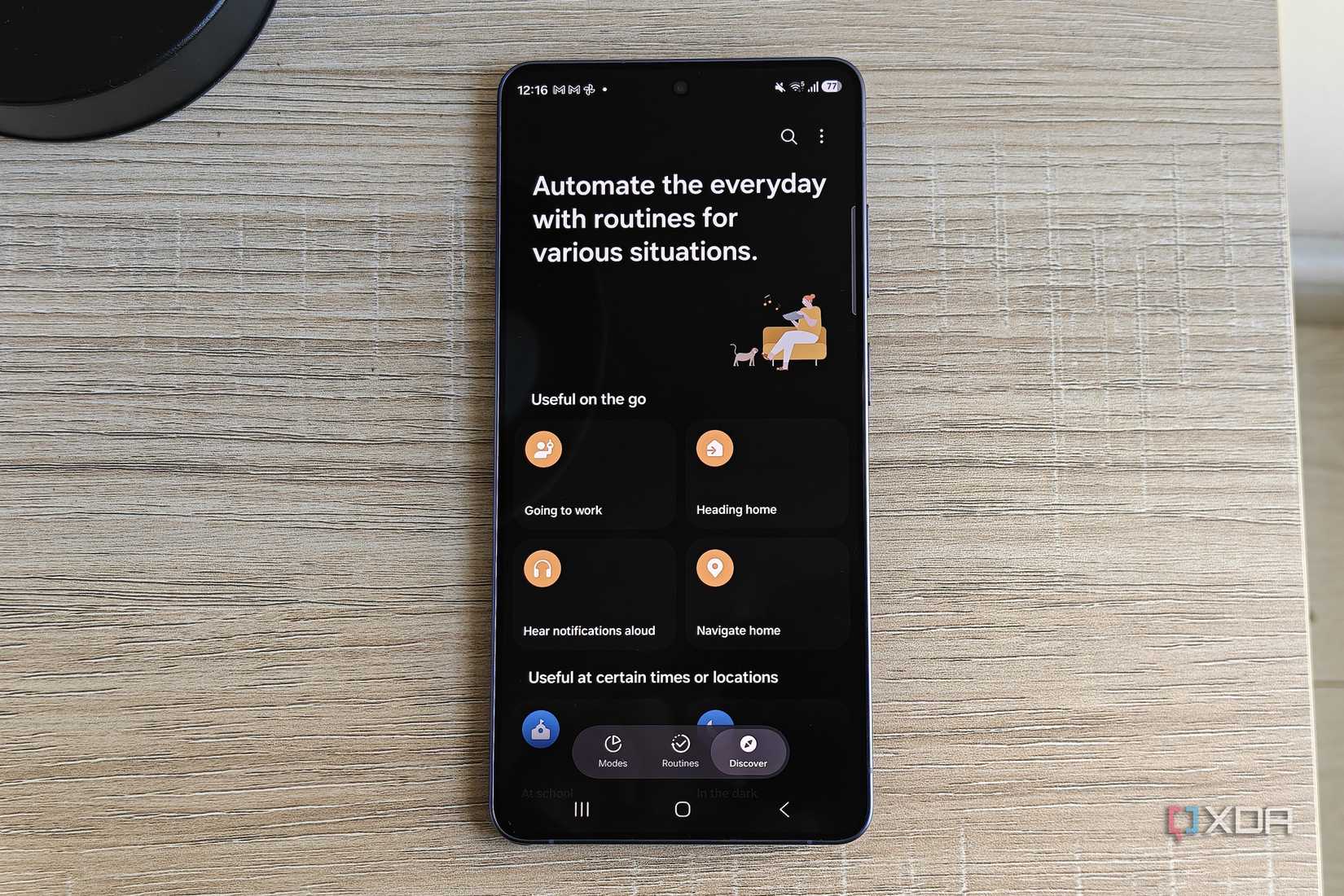 the discover page in samsung modes and routines