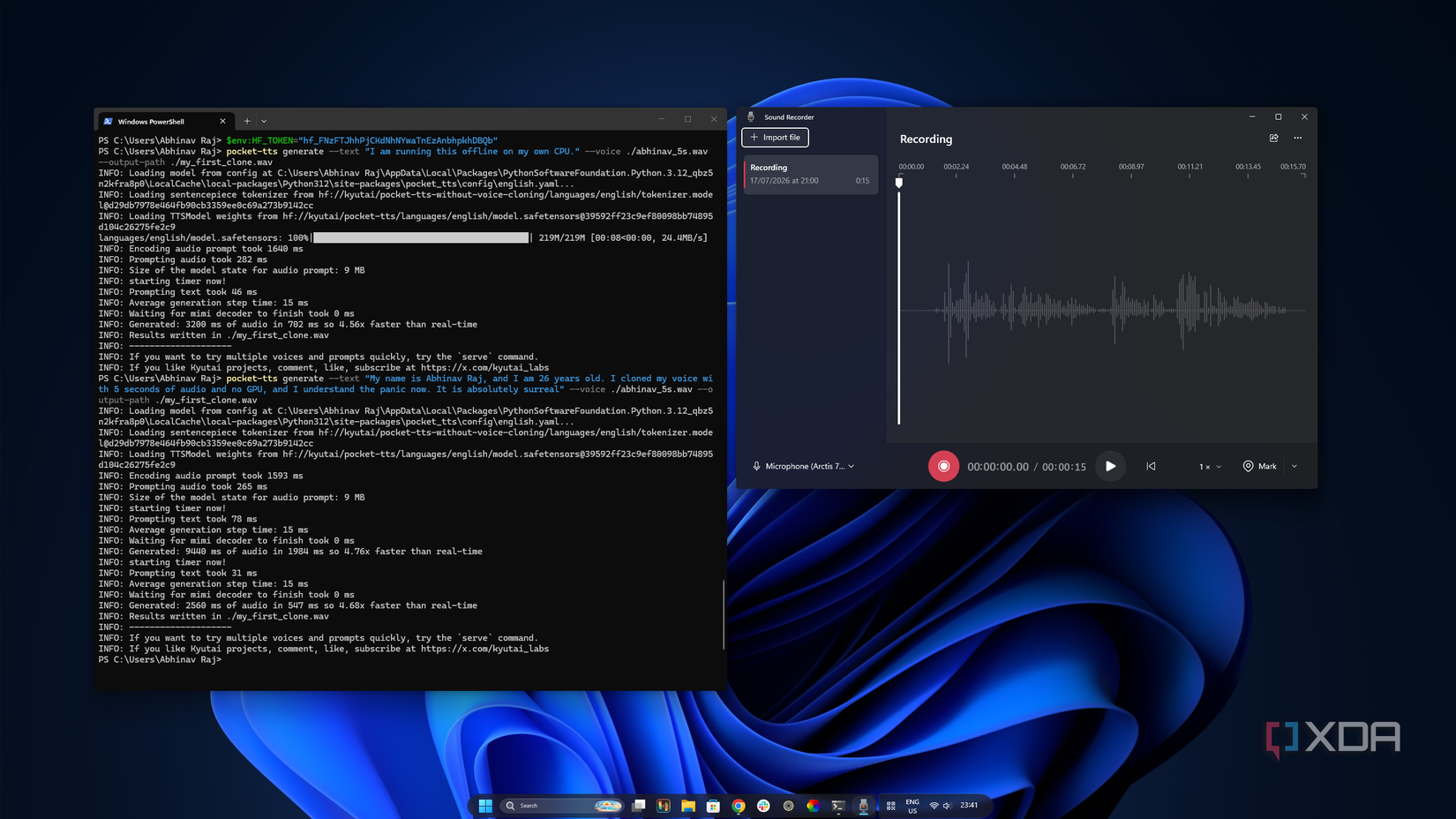 Running Kyutai Pocket TTS on desktop. 