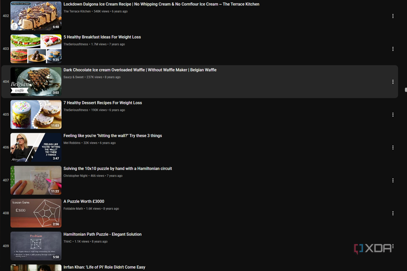 Screenshot of a YouTube Watch Later playlist