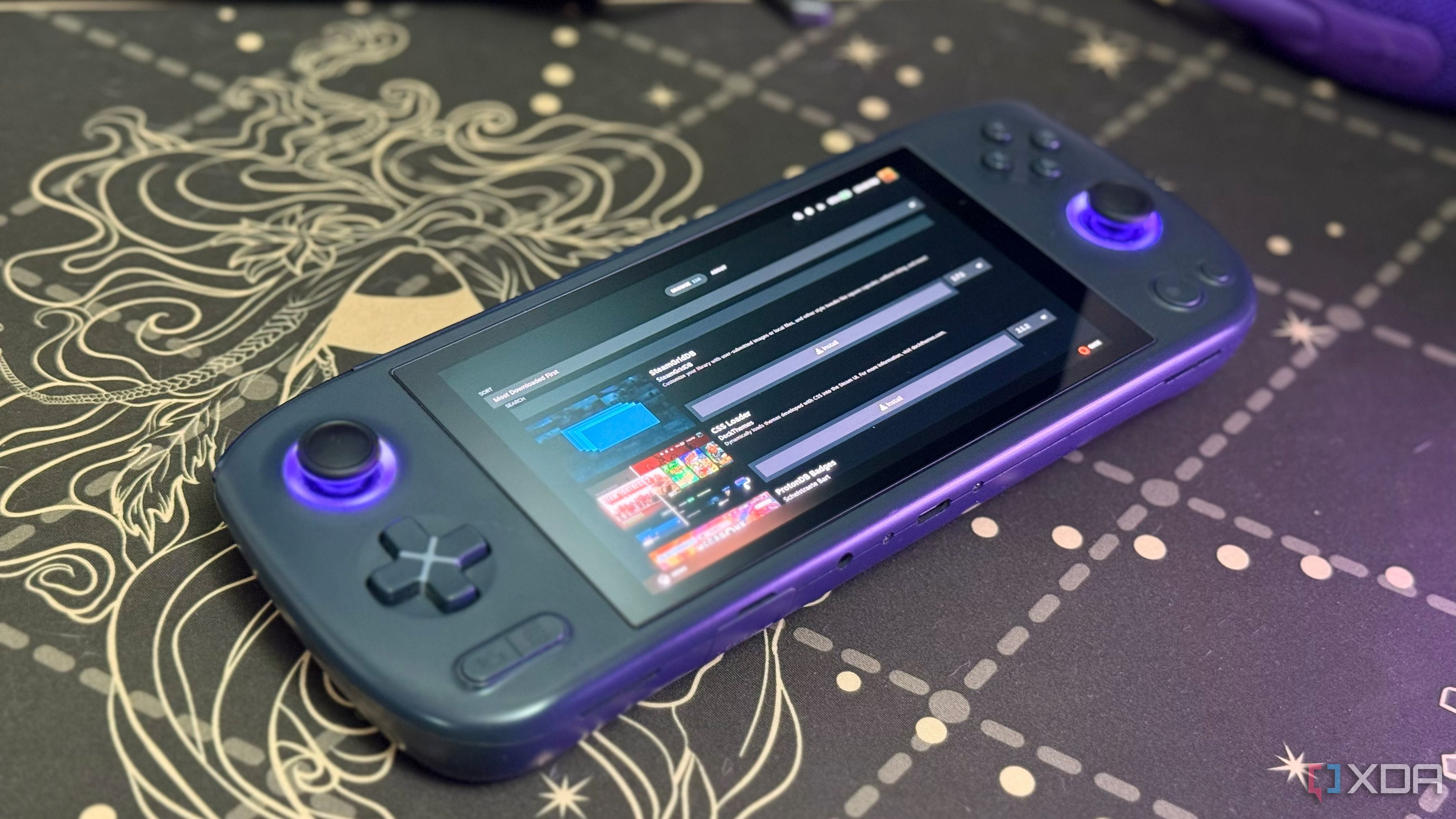 A gaming handheld with Decky Loader open