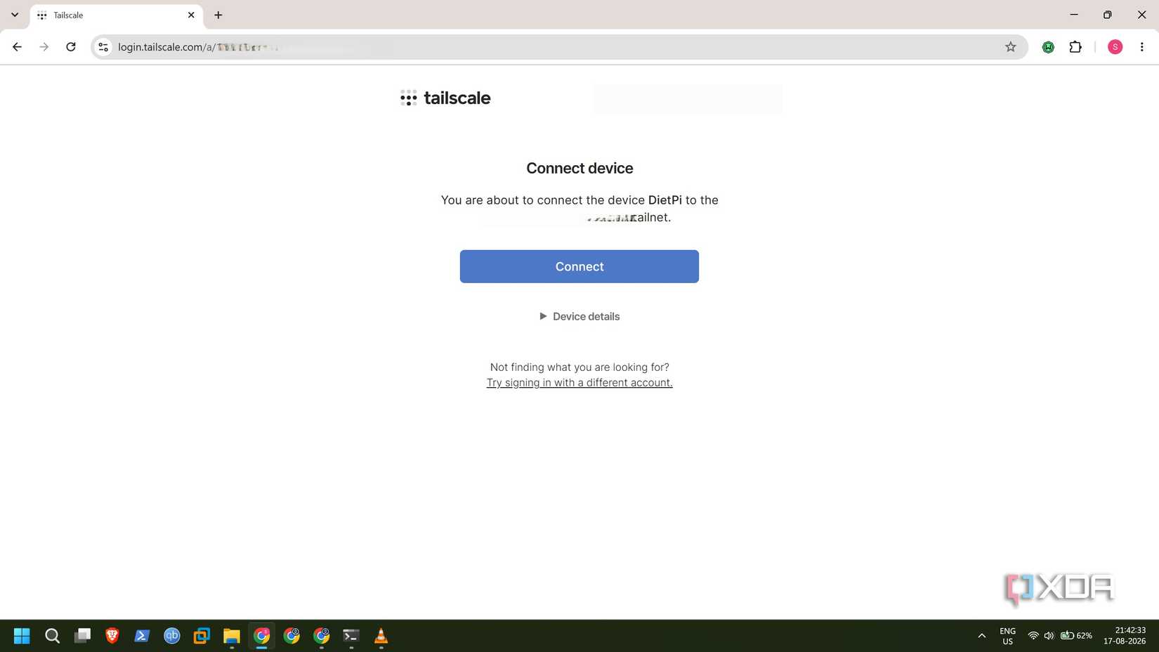 screenshot of add pi zero to tailscale