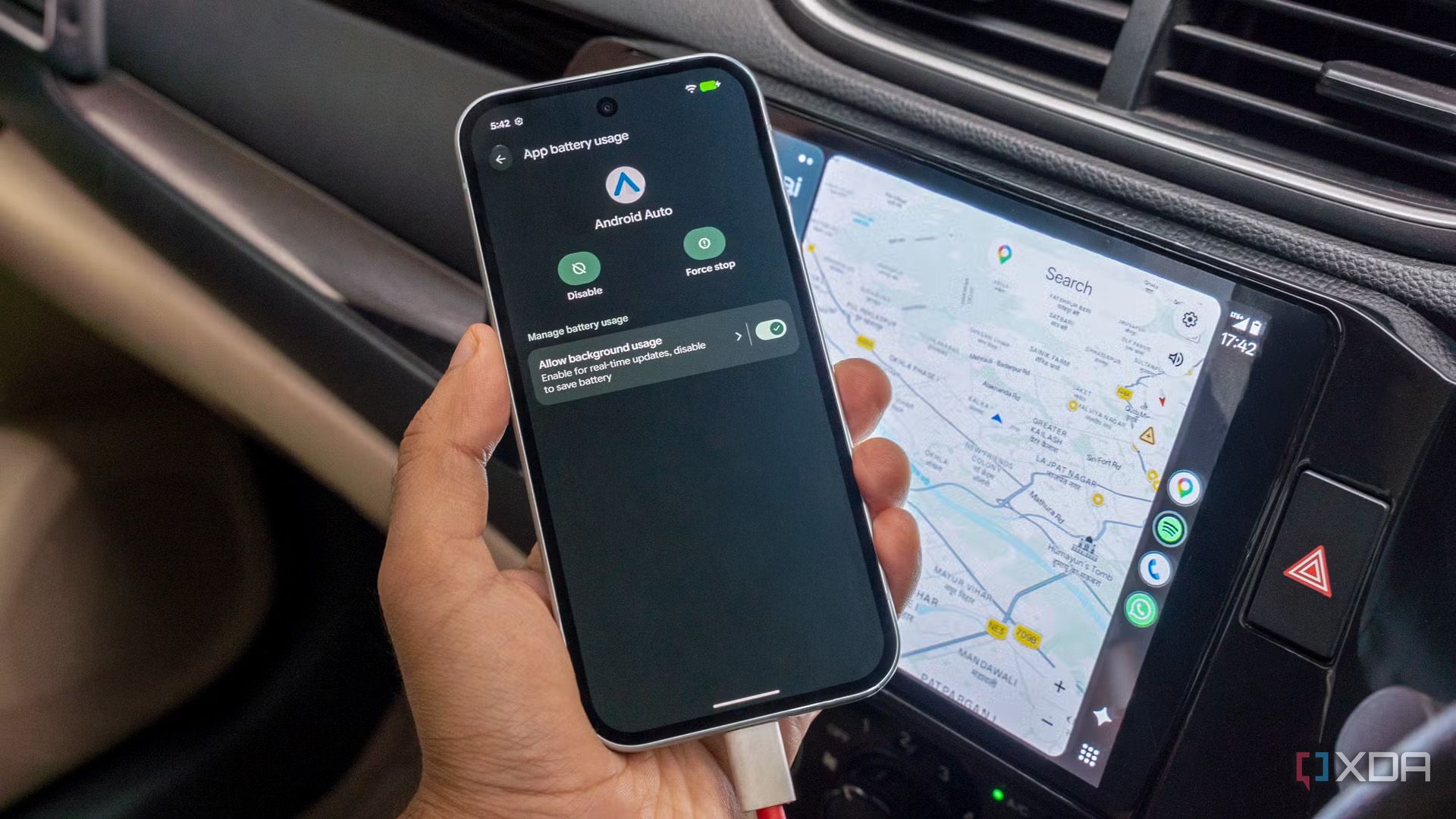 Android Auto battery optimization settings
