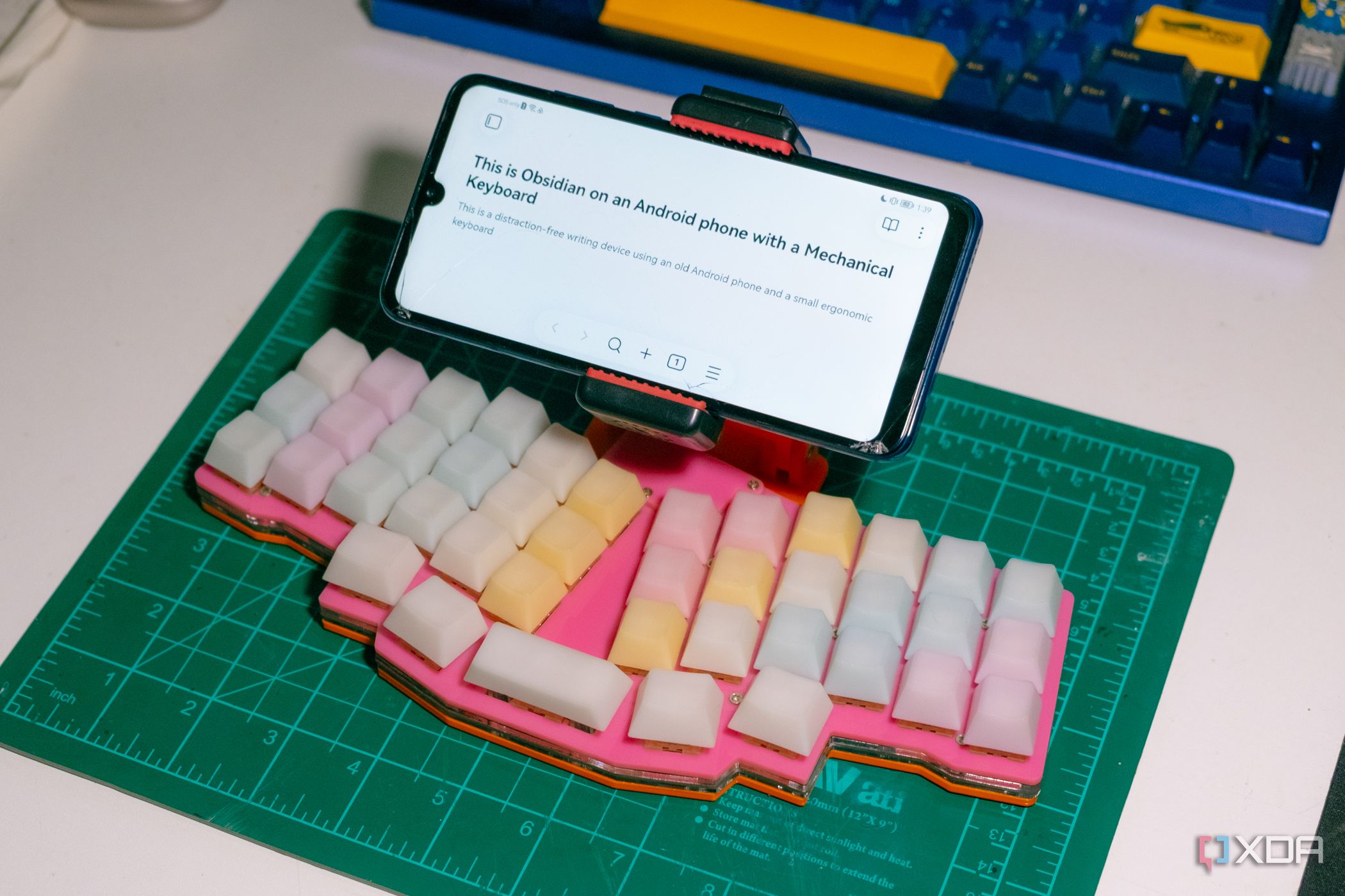 Distraction-free writing device from a phone and keyboard