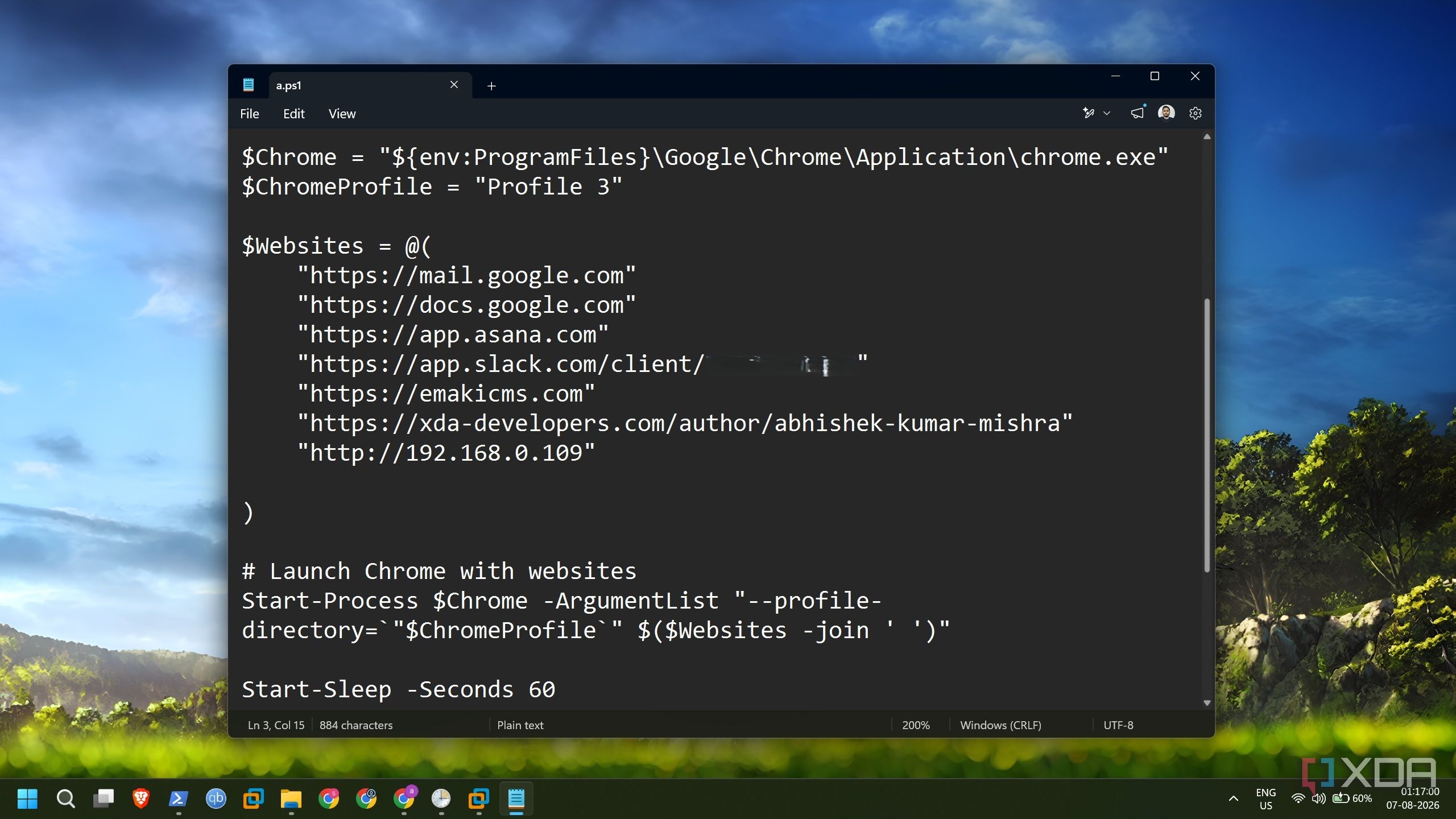 screenshot of automate chrome powershell