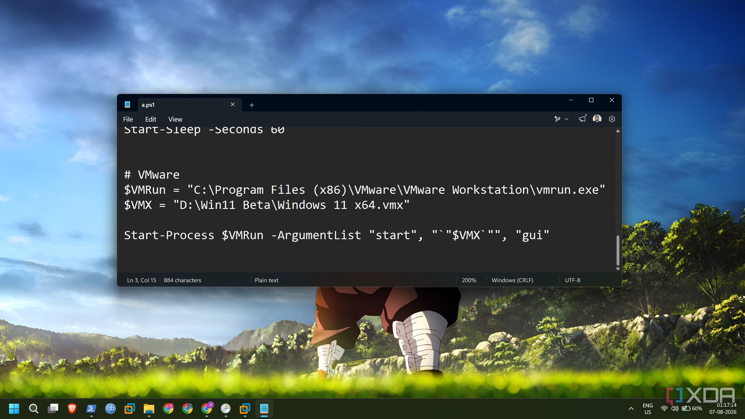 screenshot of automate vmware powershell