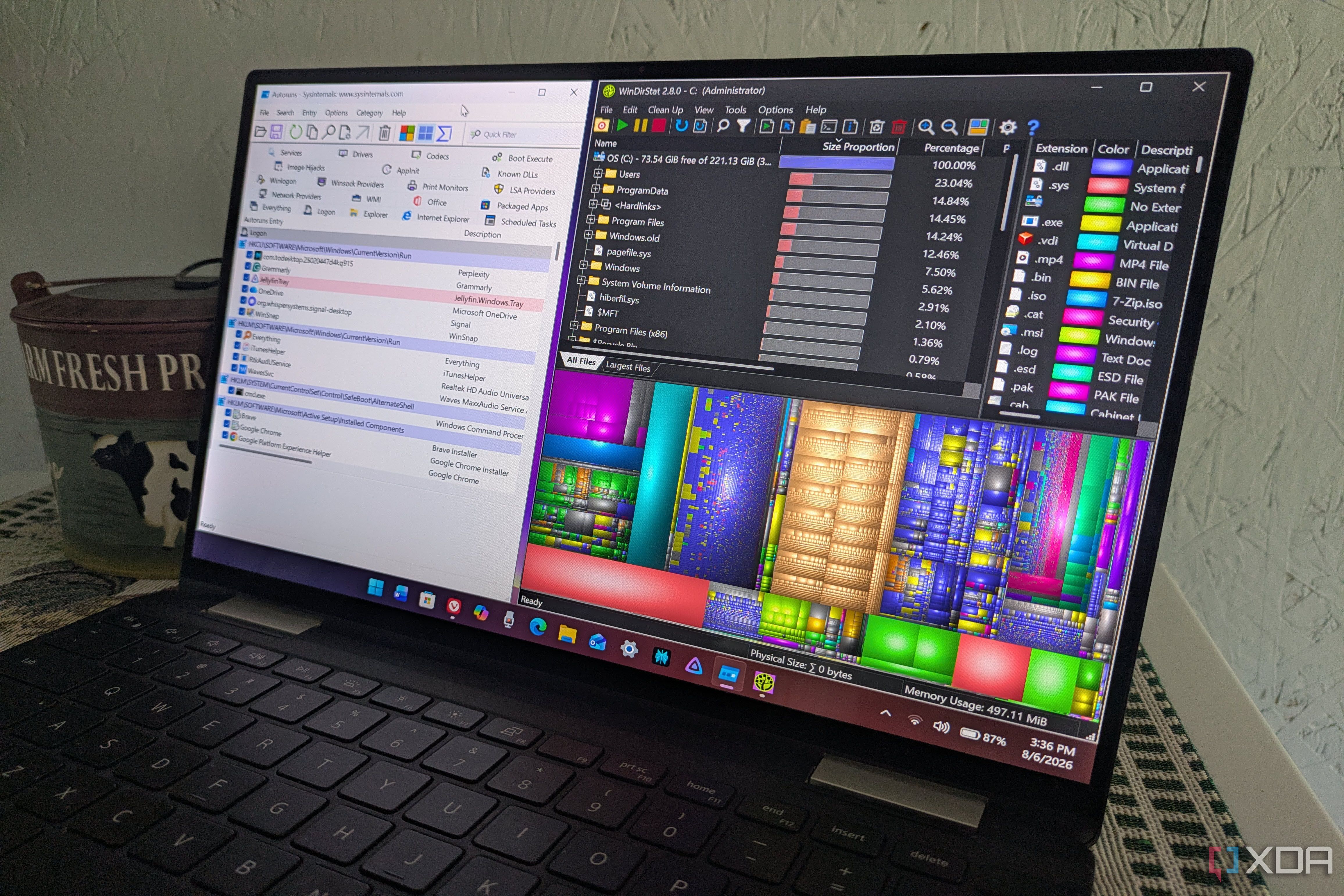 Autoruns WinDirStat Running on Windows 11 Laptop