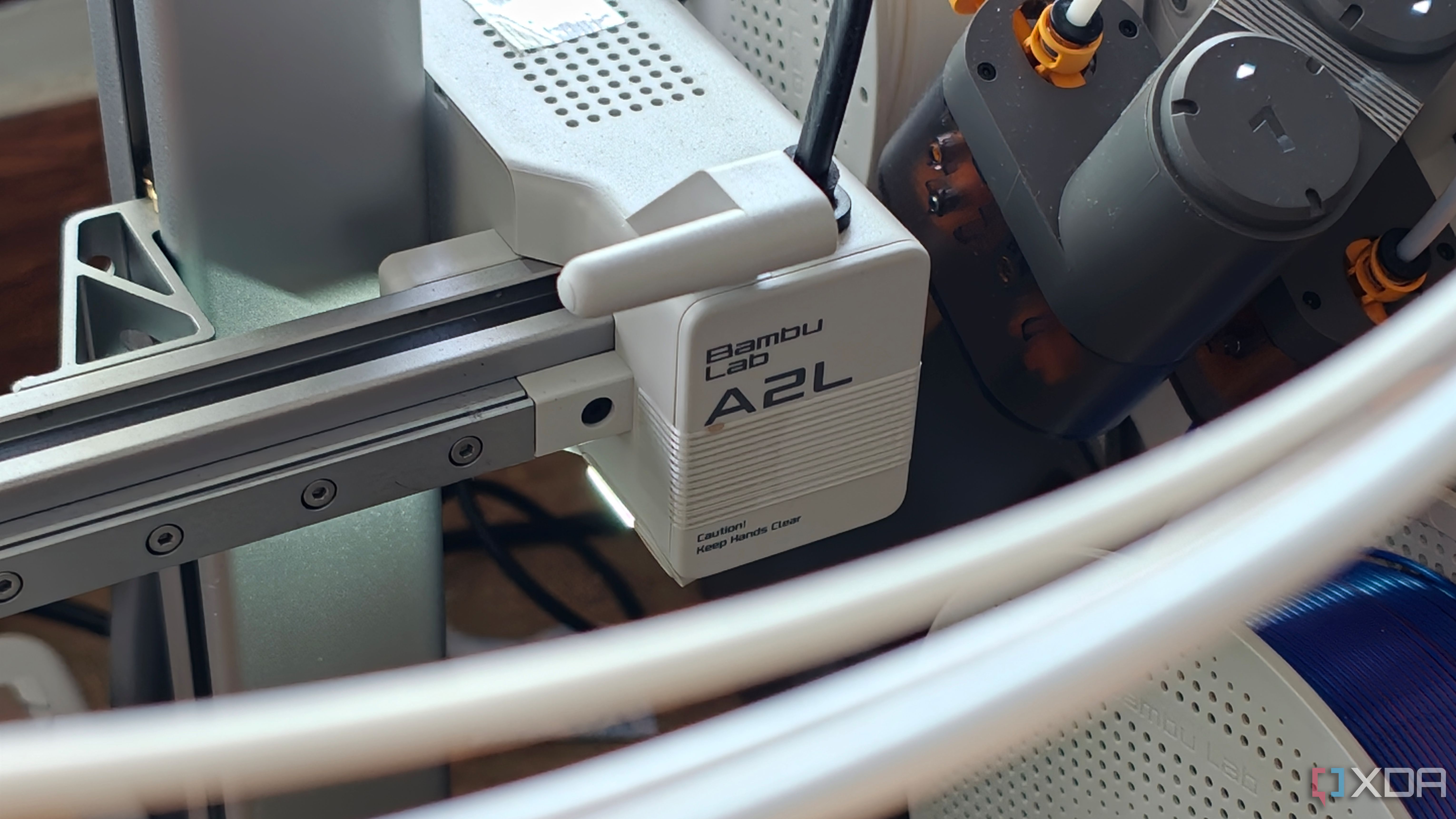 Bambu Lab A2L 3D printer close up on logo