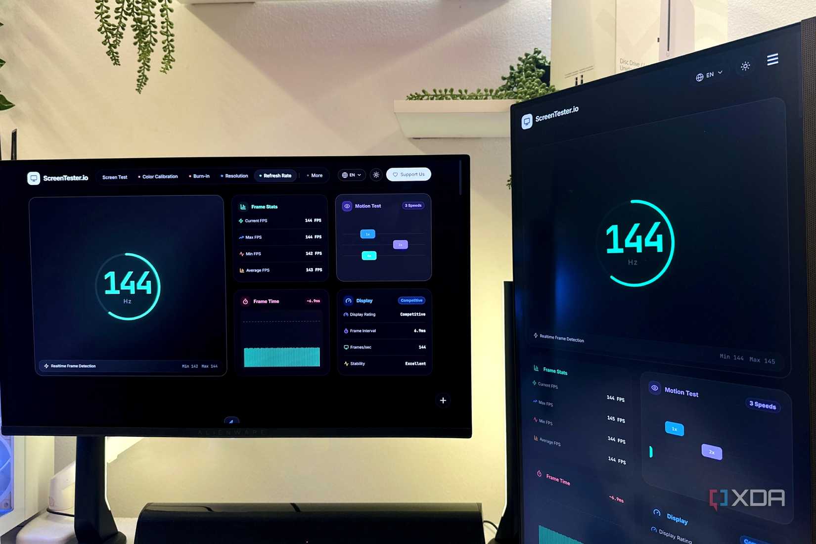 Both monitors in a dual-display setup running at matching refresh rates.