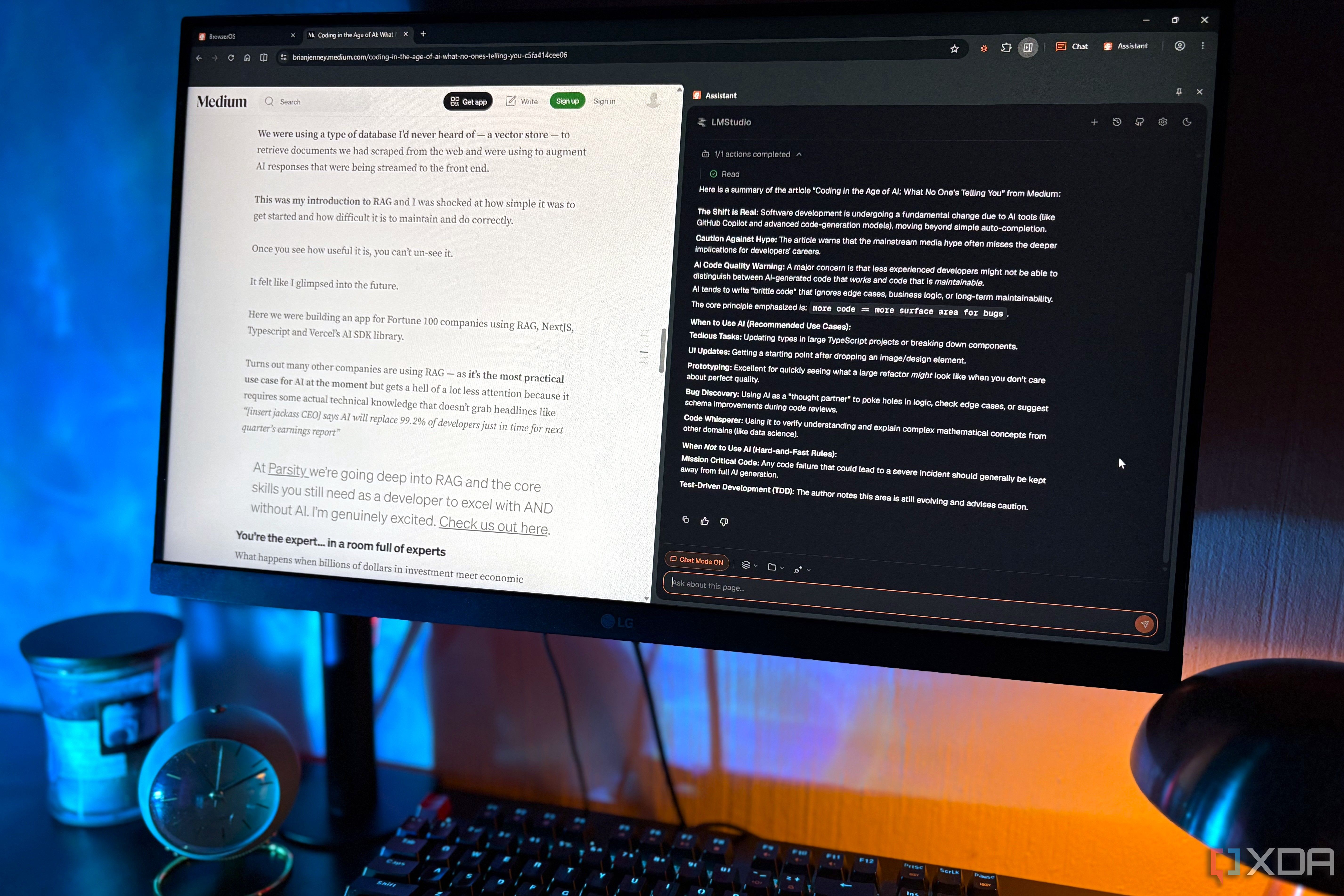 browseros hooked up to local llm on desktop pc
