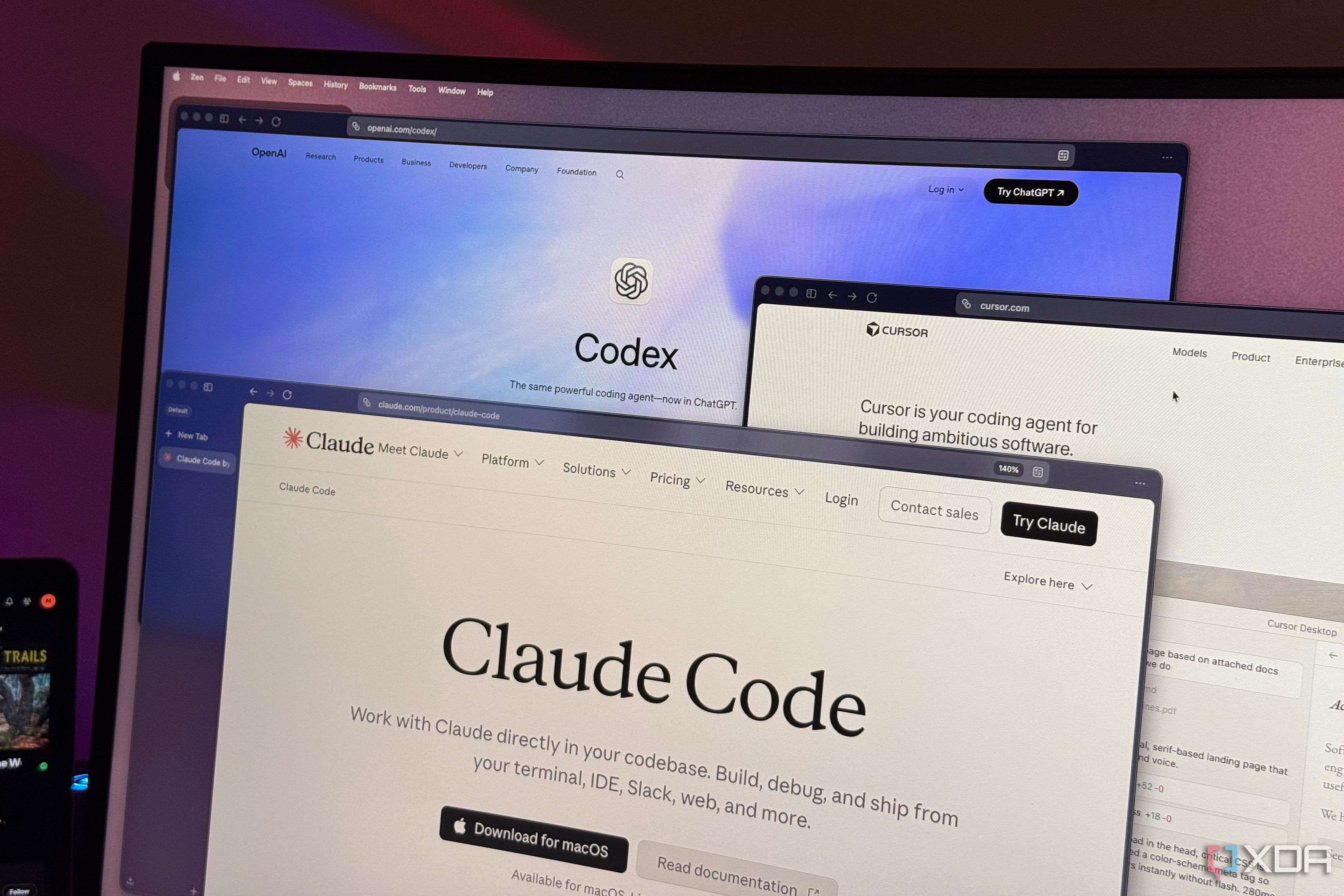 Claude Code, Codex, and Cursor on the same screen