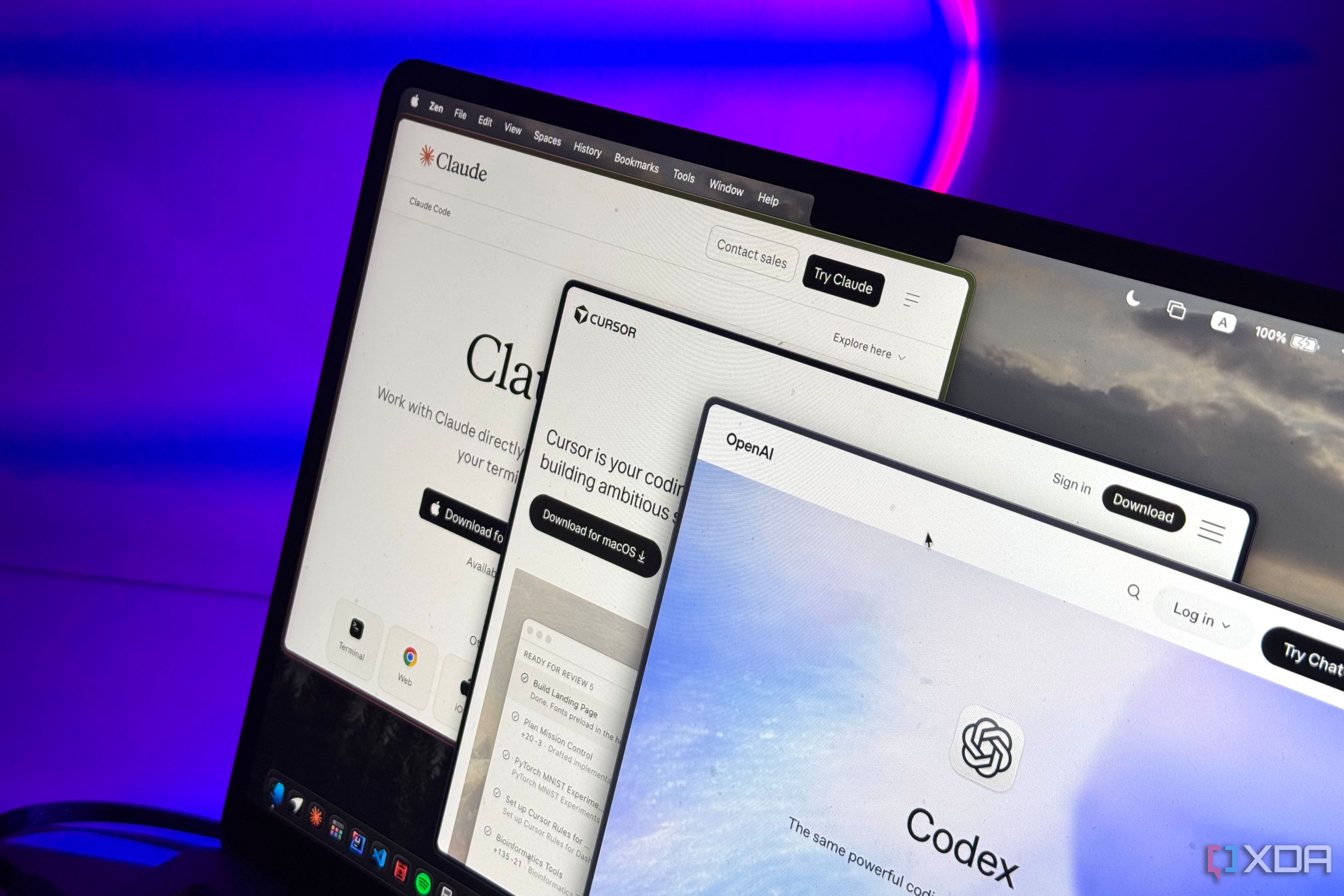 Claude, Codex, and Cursor on MacBook