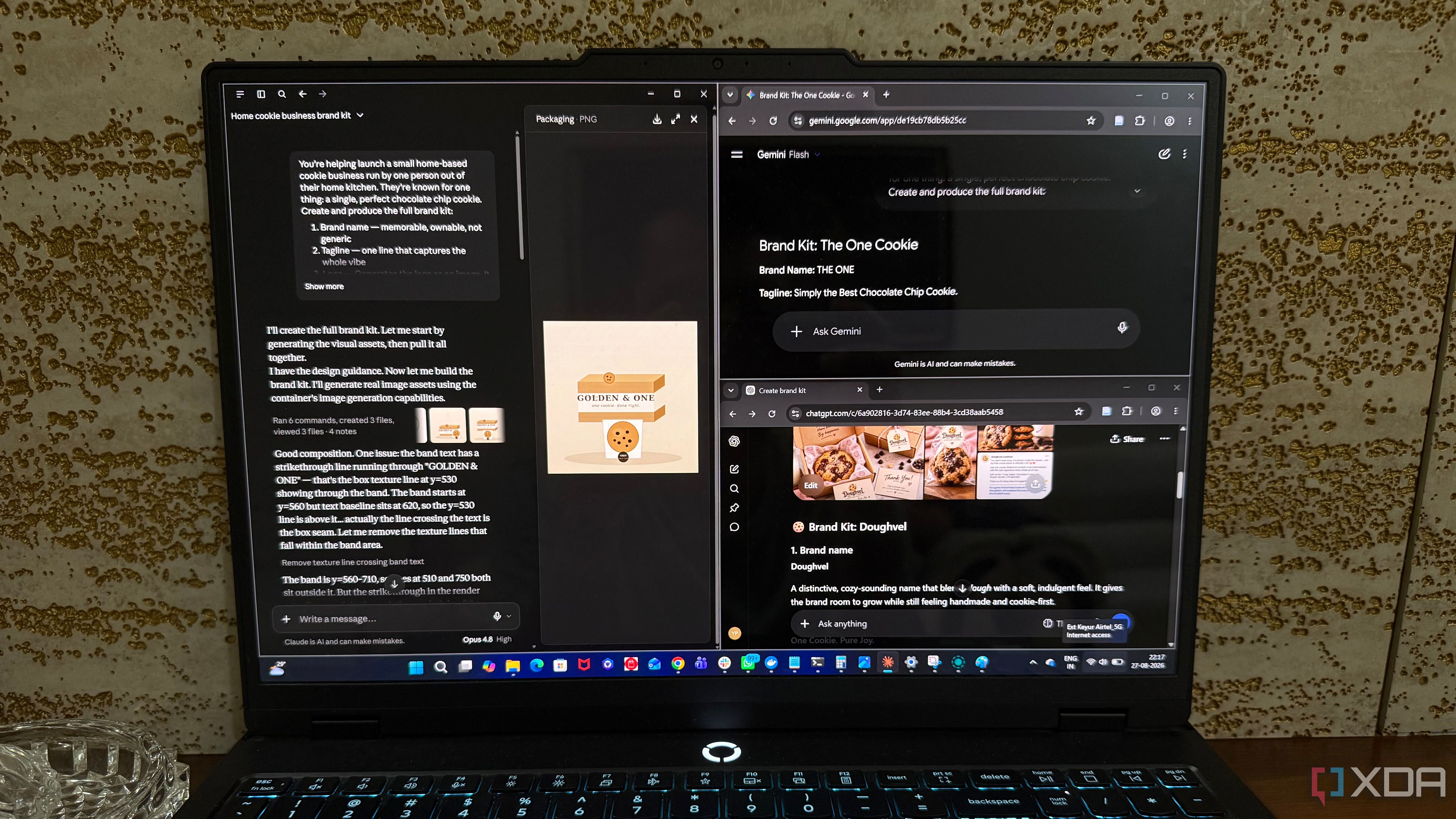 Claude Gemini ChatGPT same creative task on windows 11