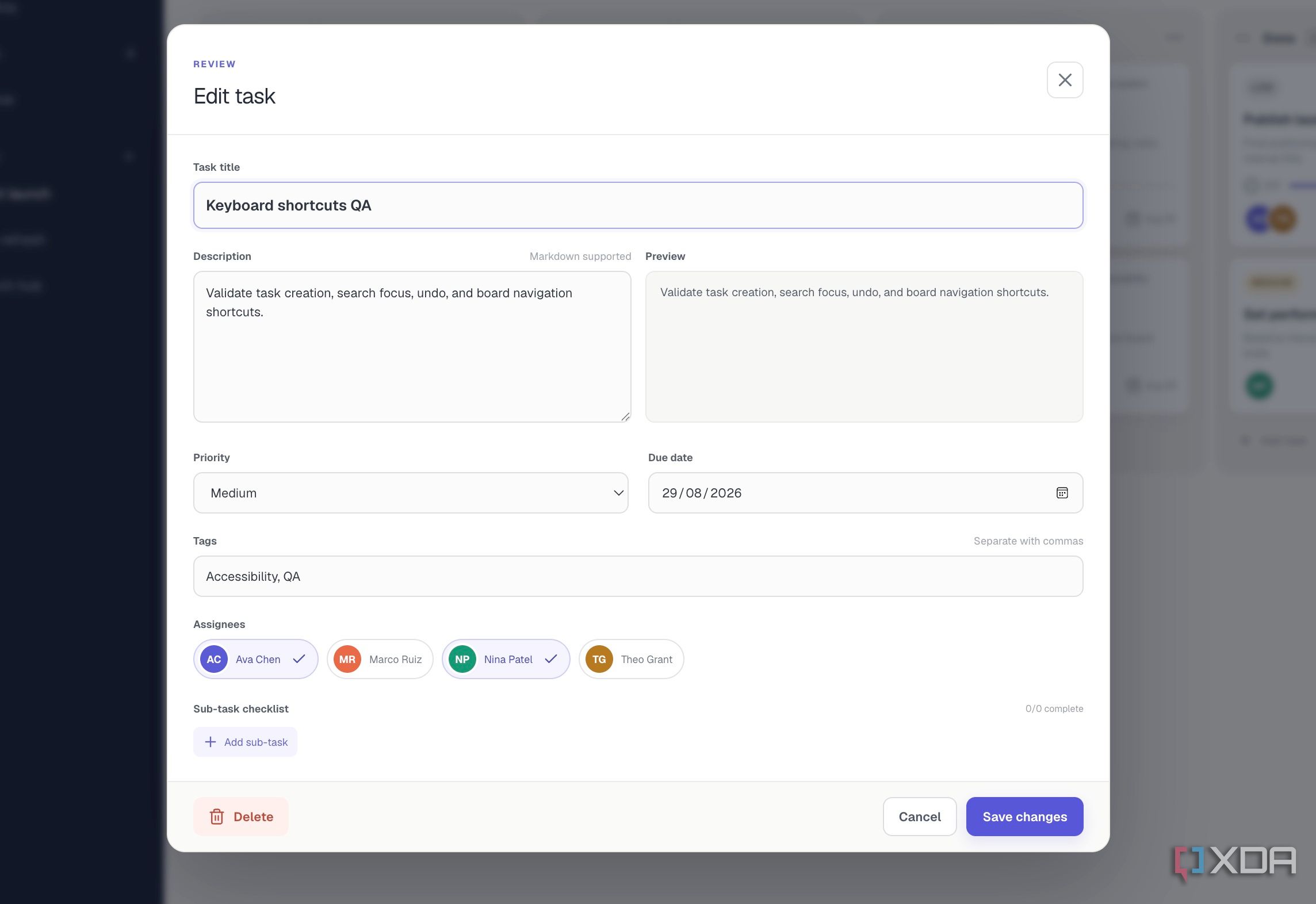 GPT adding task details