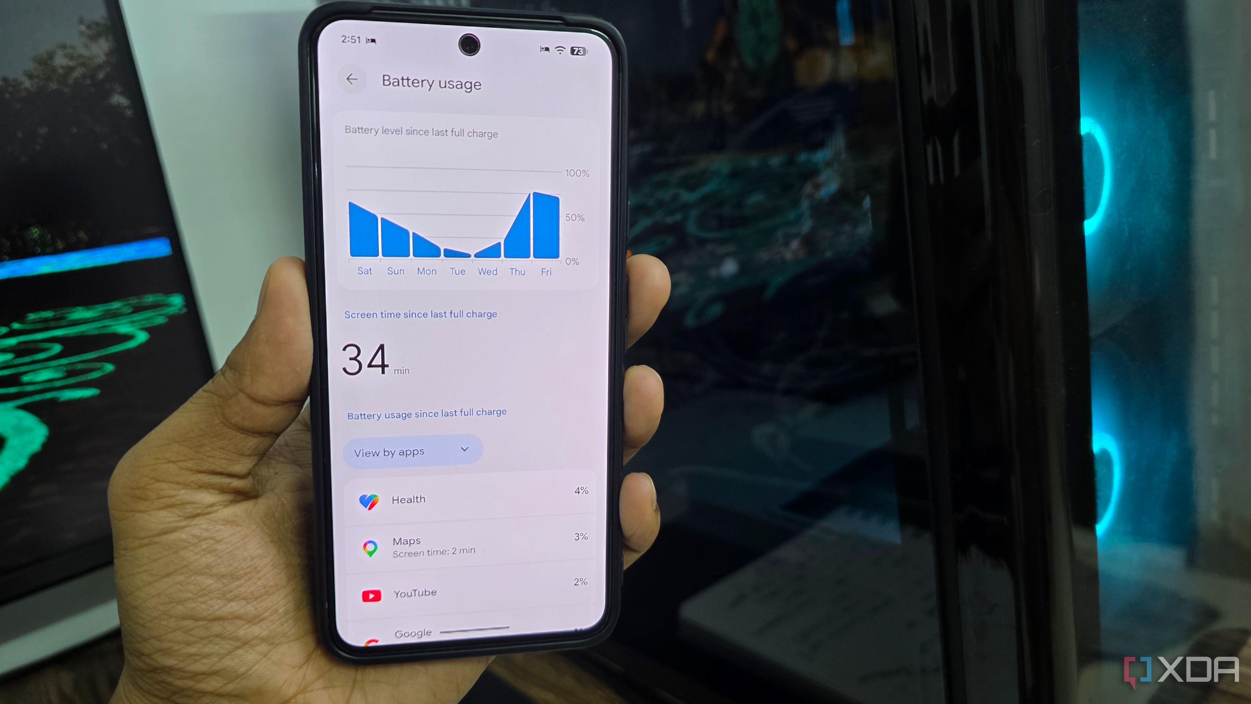 battery stats on Pixel phone