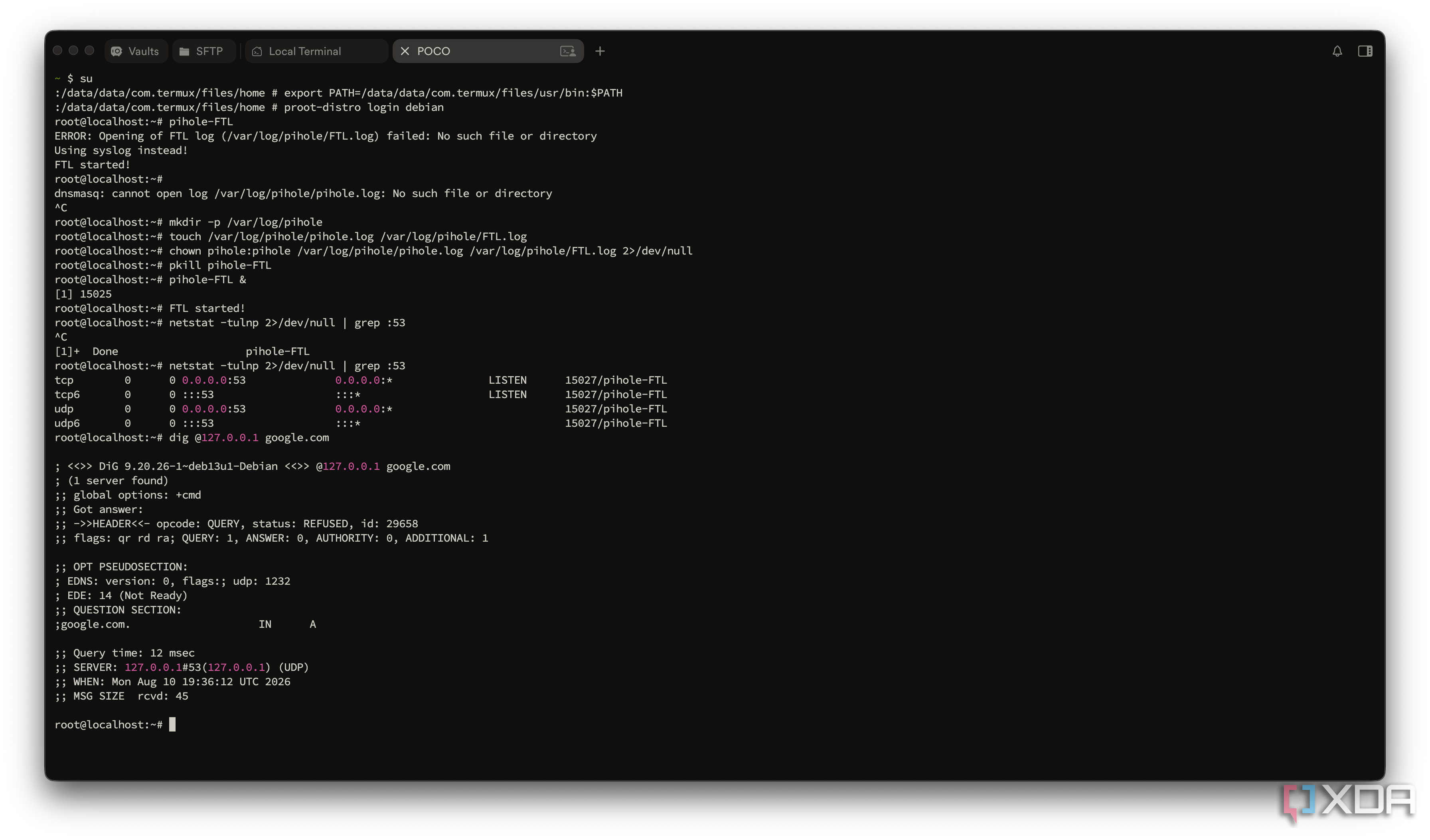 Port 53 successfully bound but DNS queries still refused