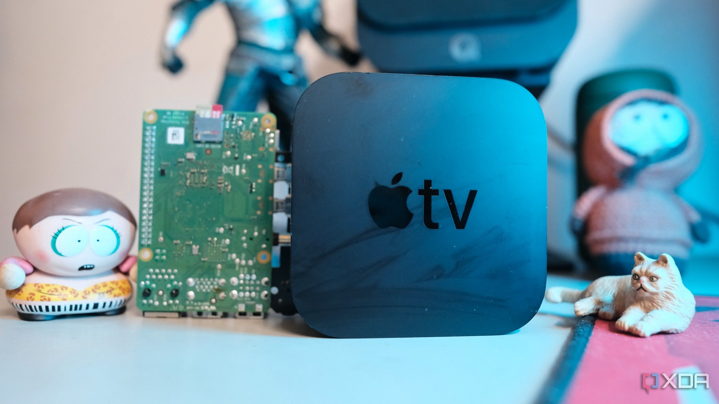 Apple TV 4K next to a Raspberry Pi 4
