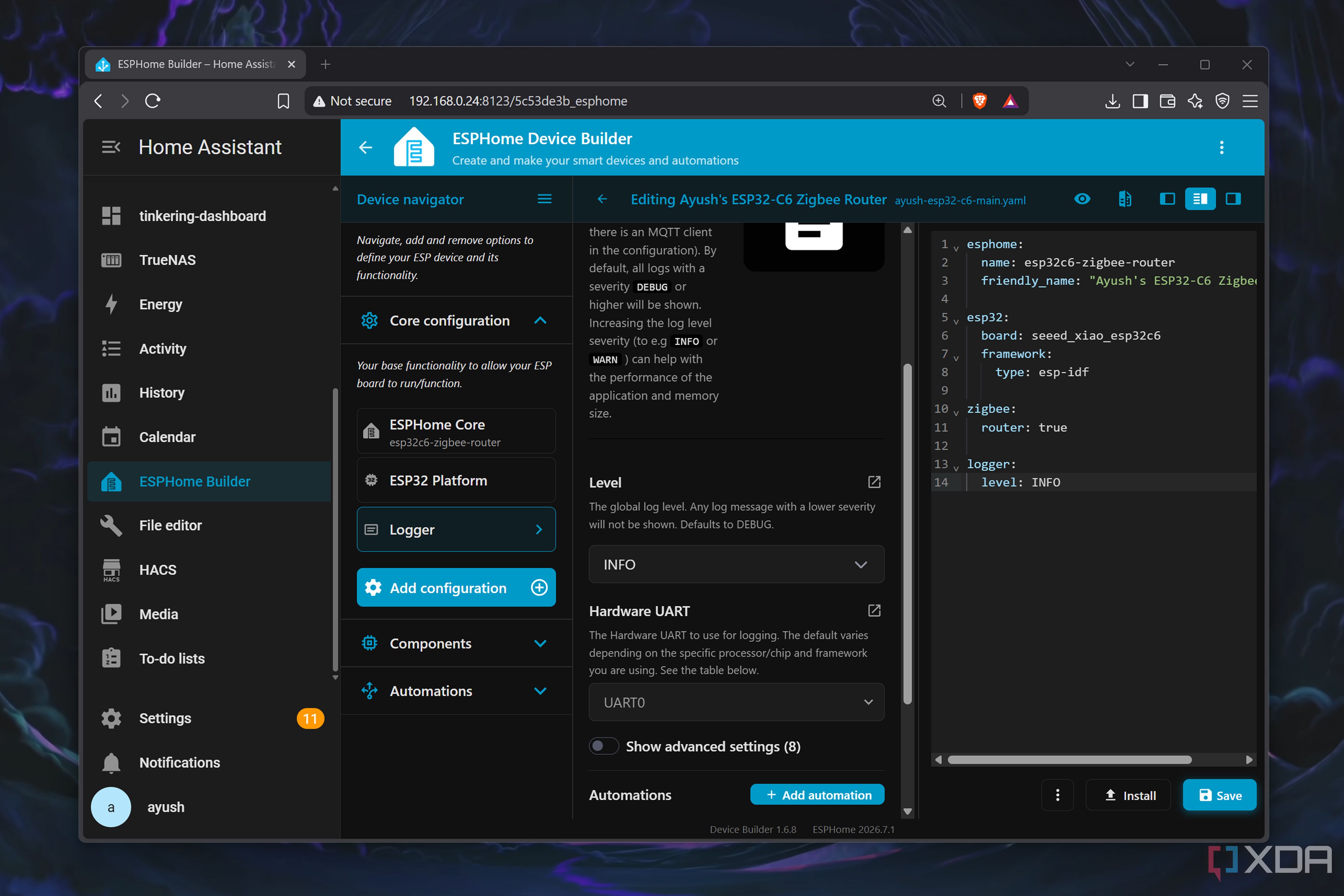 Configuring an ESP32-C6 as a Zigbee router