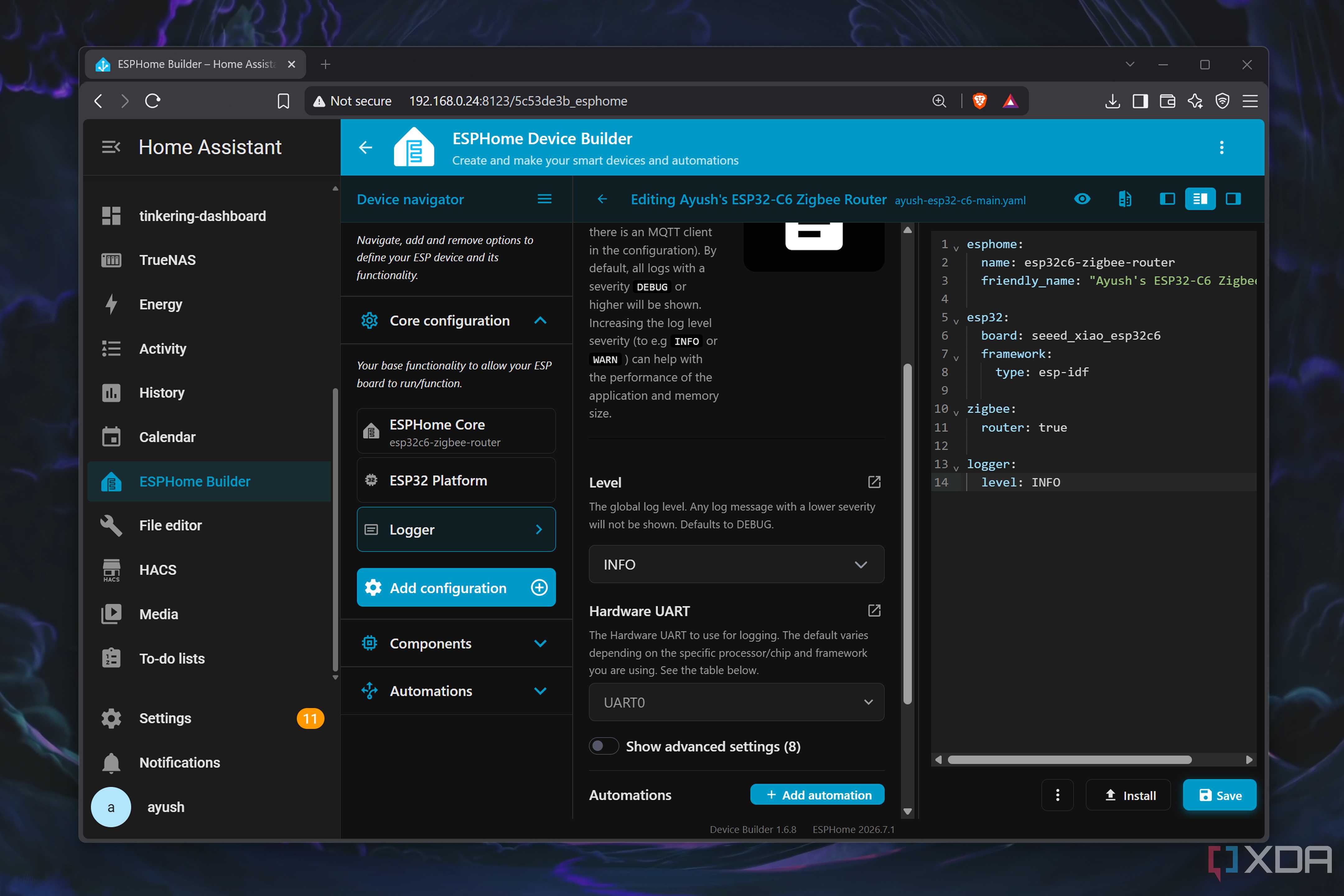 Configuring an ESP32-C6 as a Zigbee router