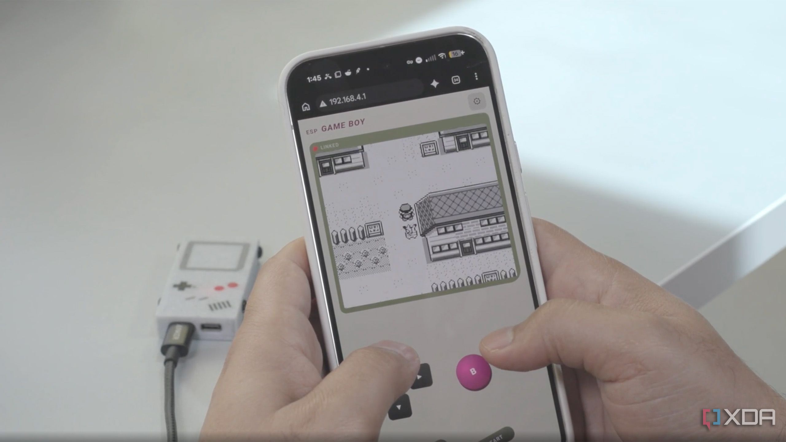 A screenshot of a video about an ESP32-powered Game Boy project 