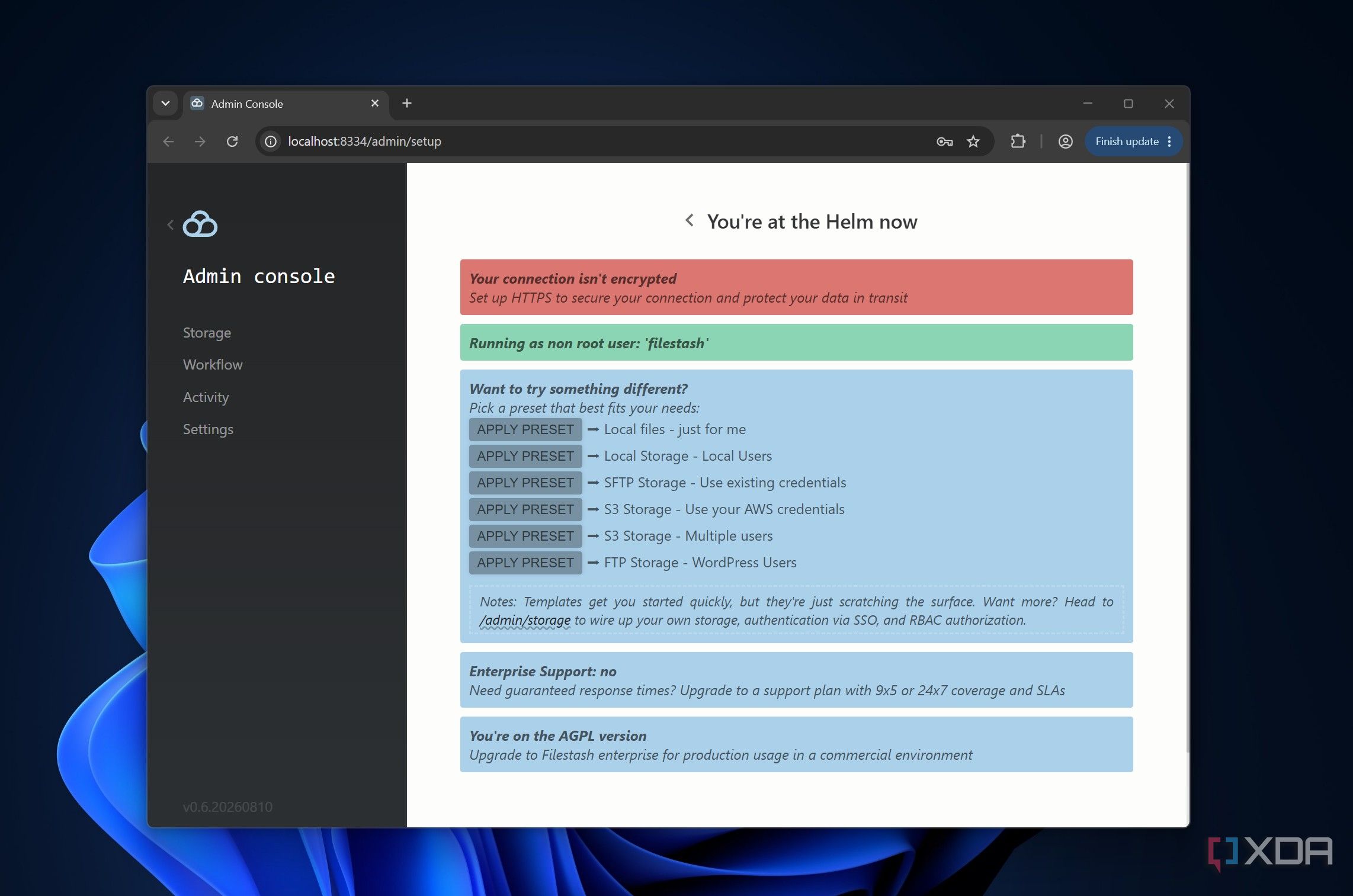 Filestash setup