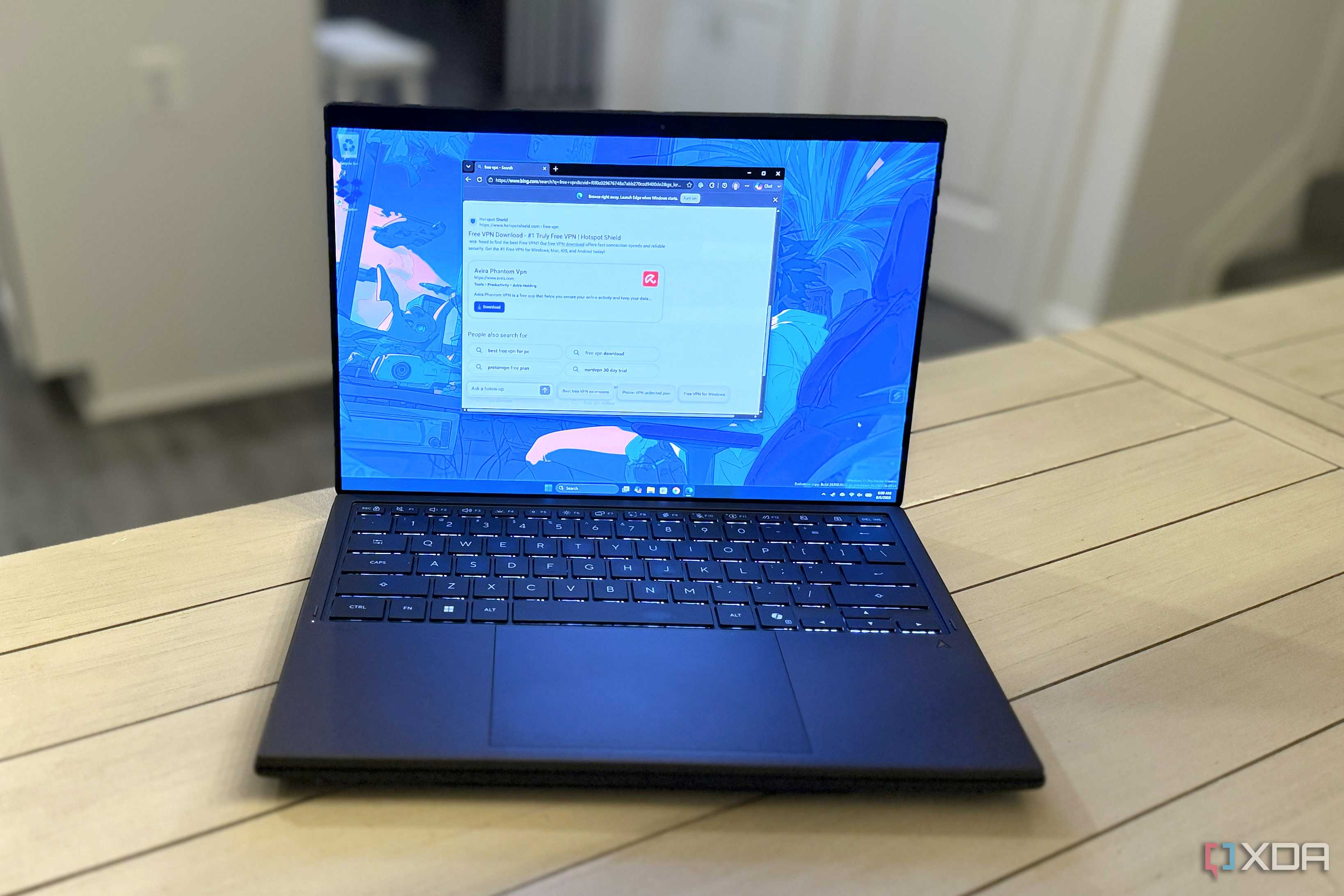 search results for free vpn displayed on a laptop screen