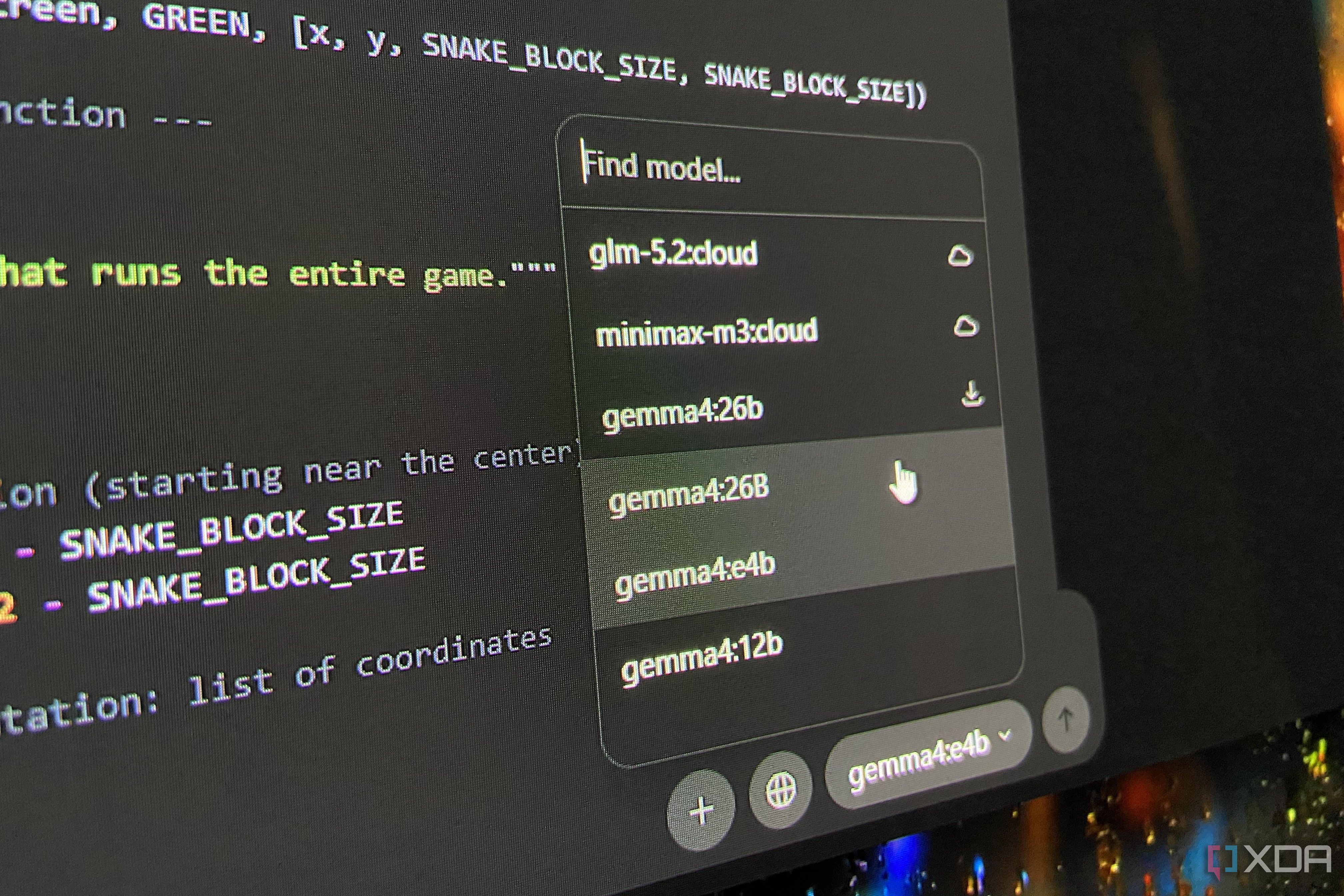 Различные размеры Gemma 4 в интерфейсе Ollama