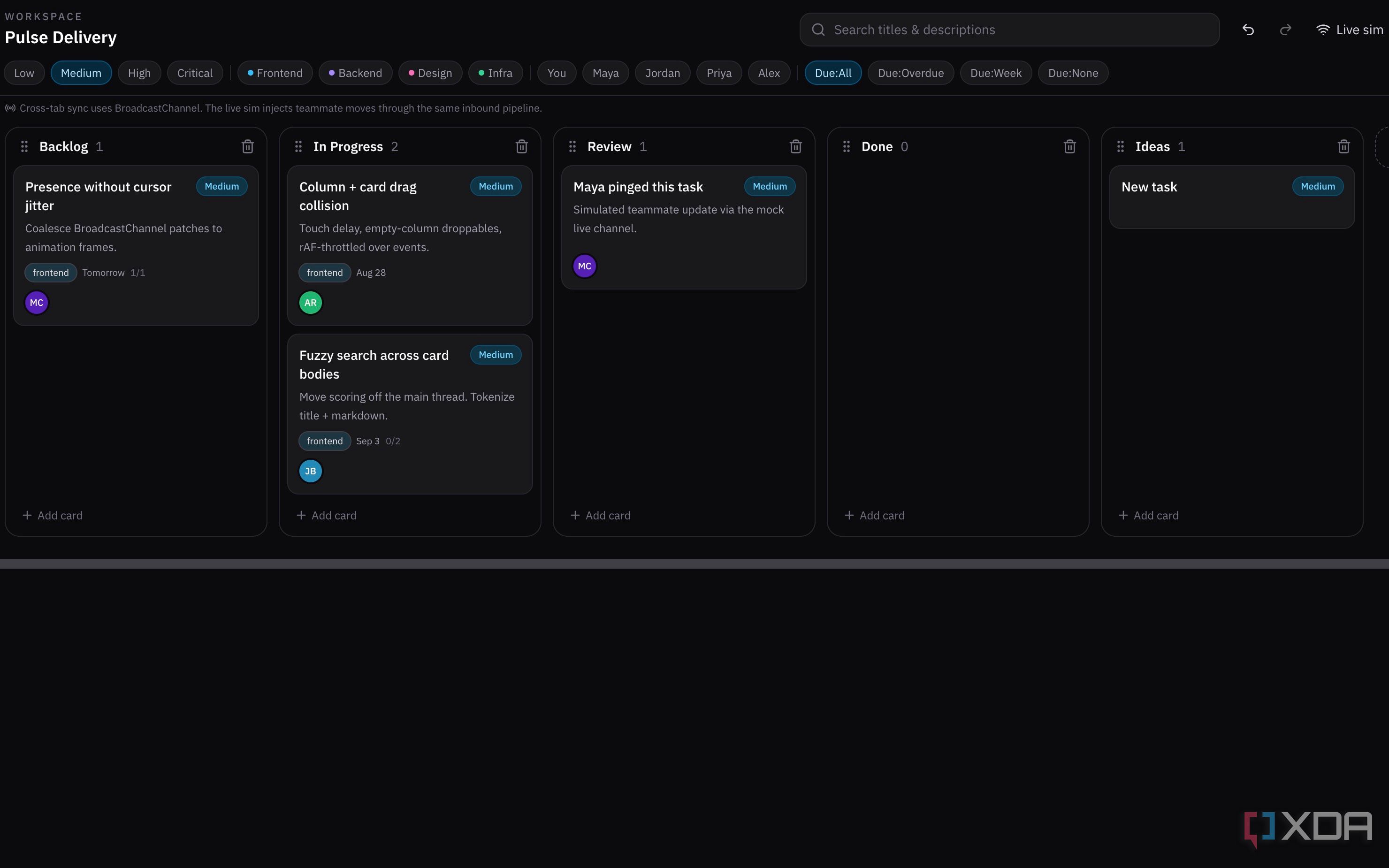 Kanban board created by Grok