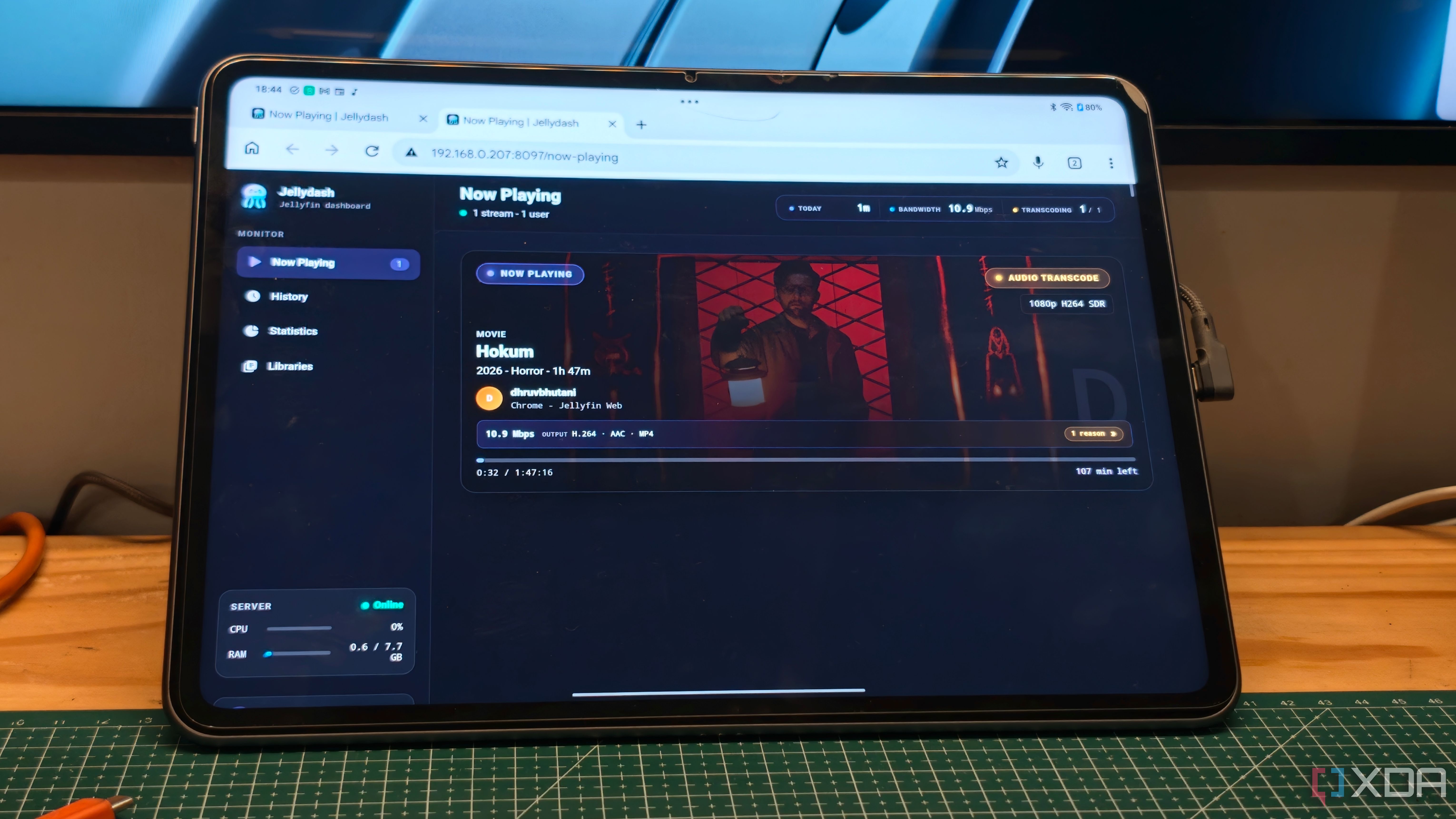 Jellydash now playing on Android tablet
