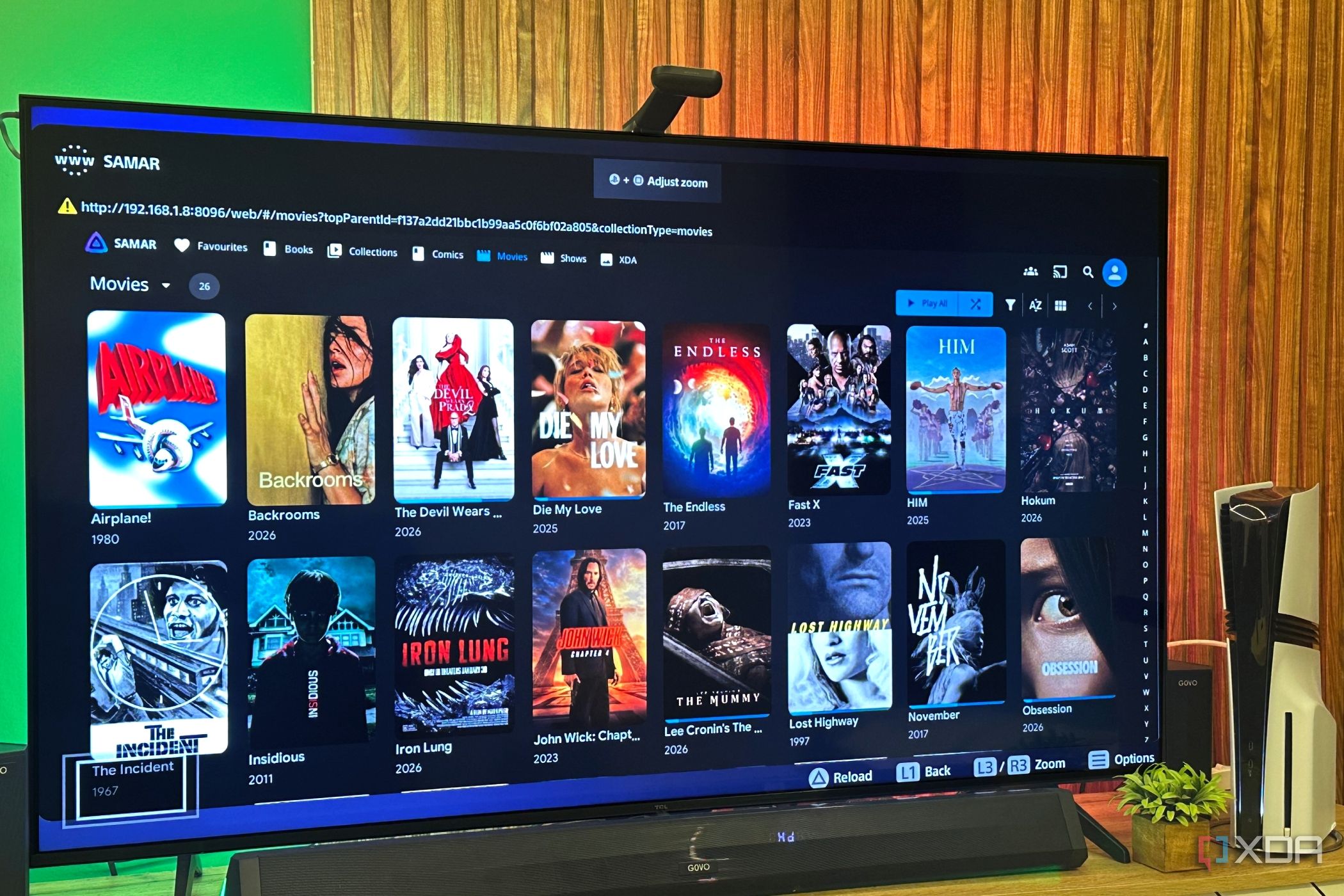 Jellyfin web browser on a PS5 Pro.
