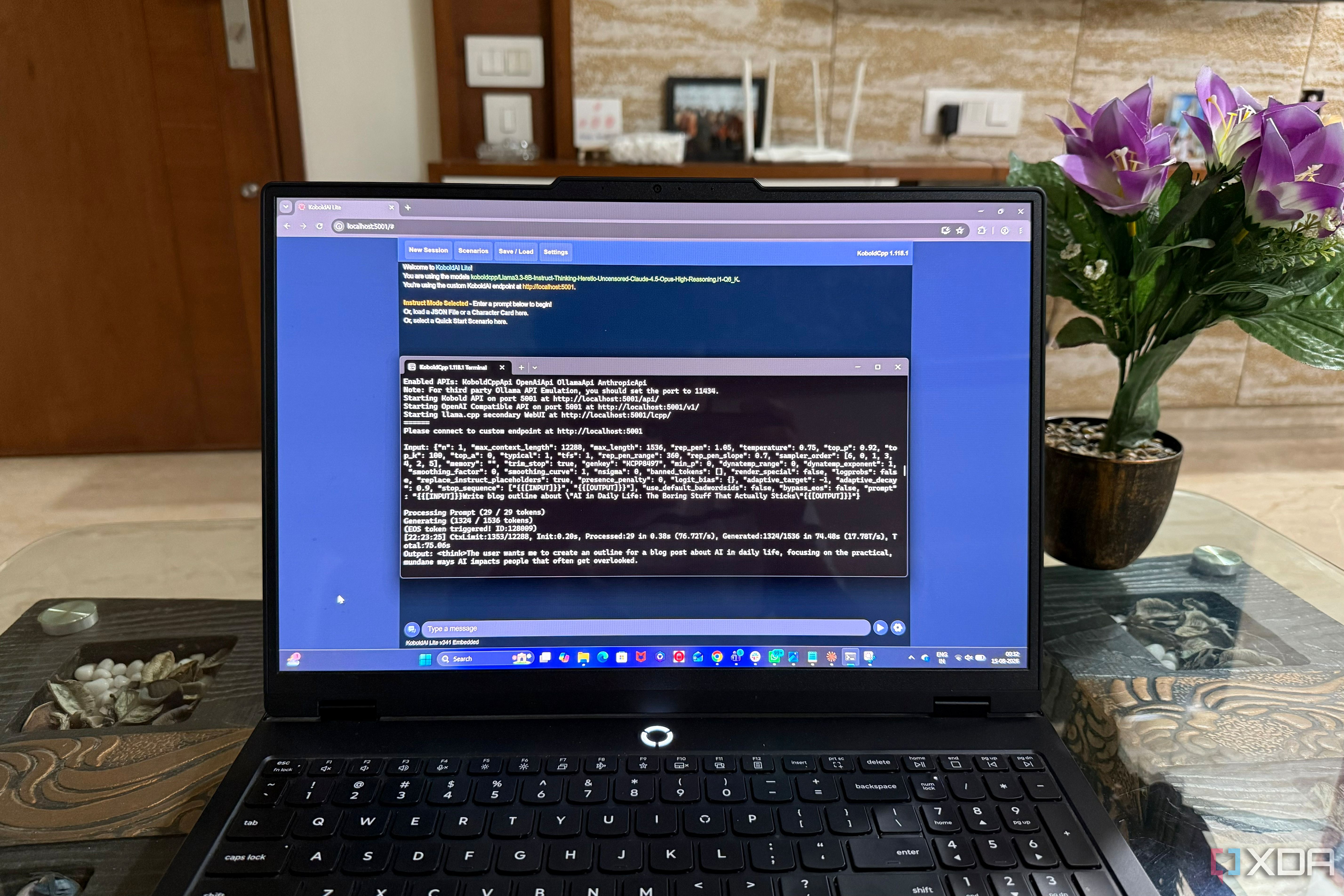 KoboldCPP running local LLMs on Lenovo Legion Windows 11