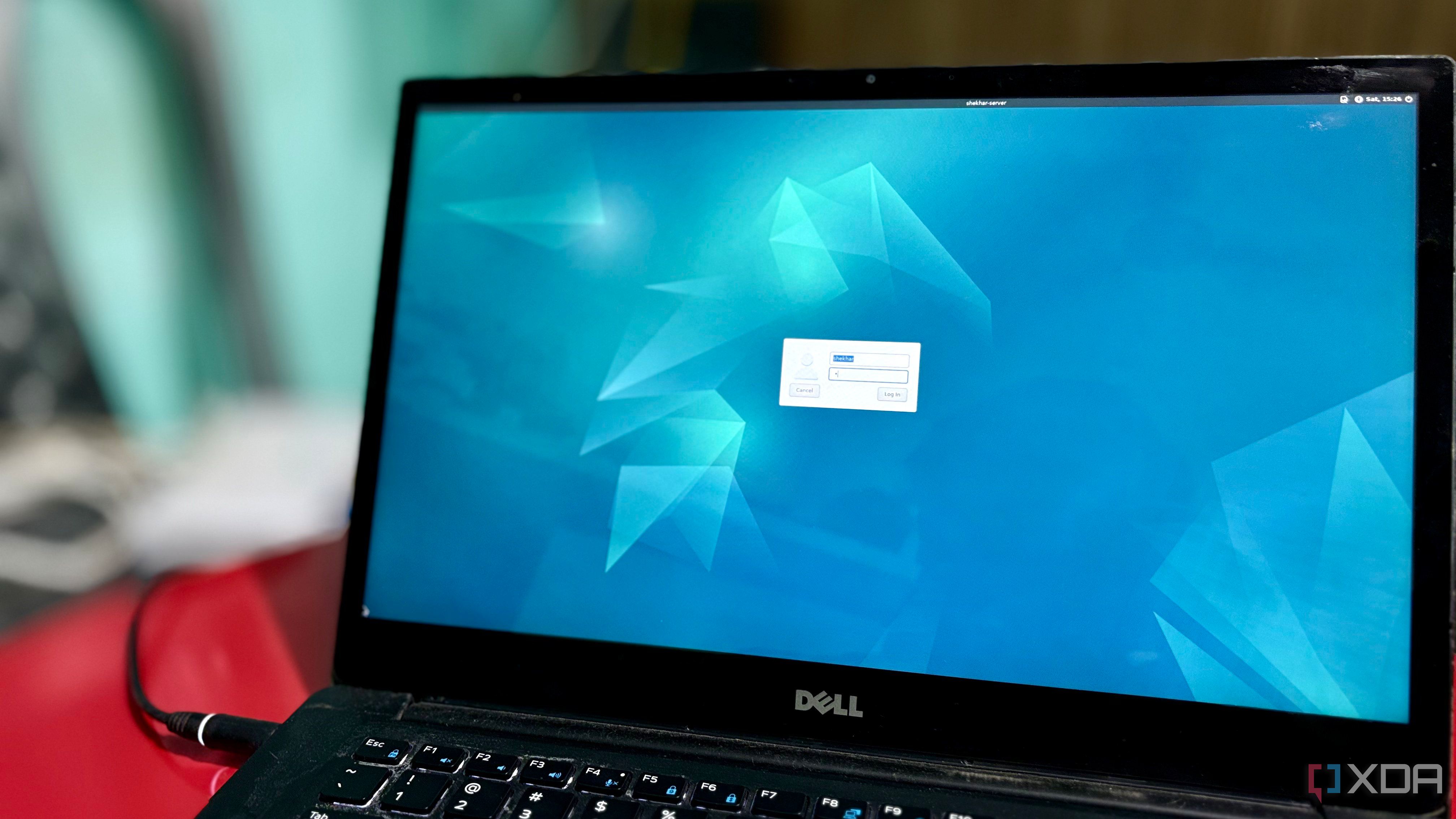 A laptop's local login screen used to bypass a failed SSH connection