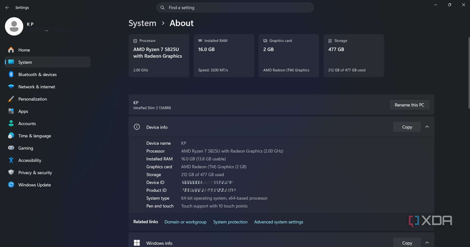 Lenovo IdeaPad specifications