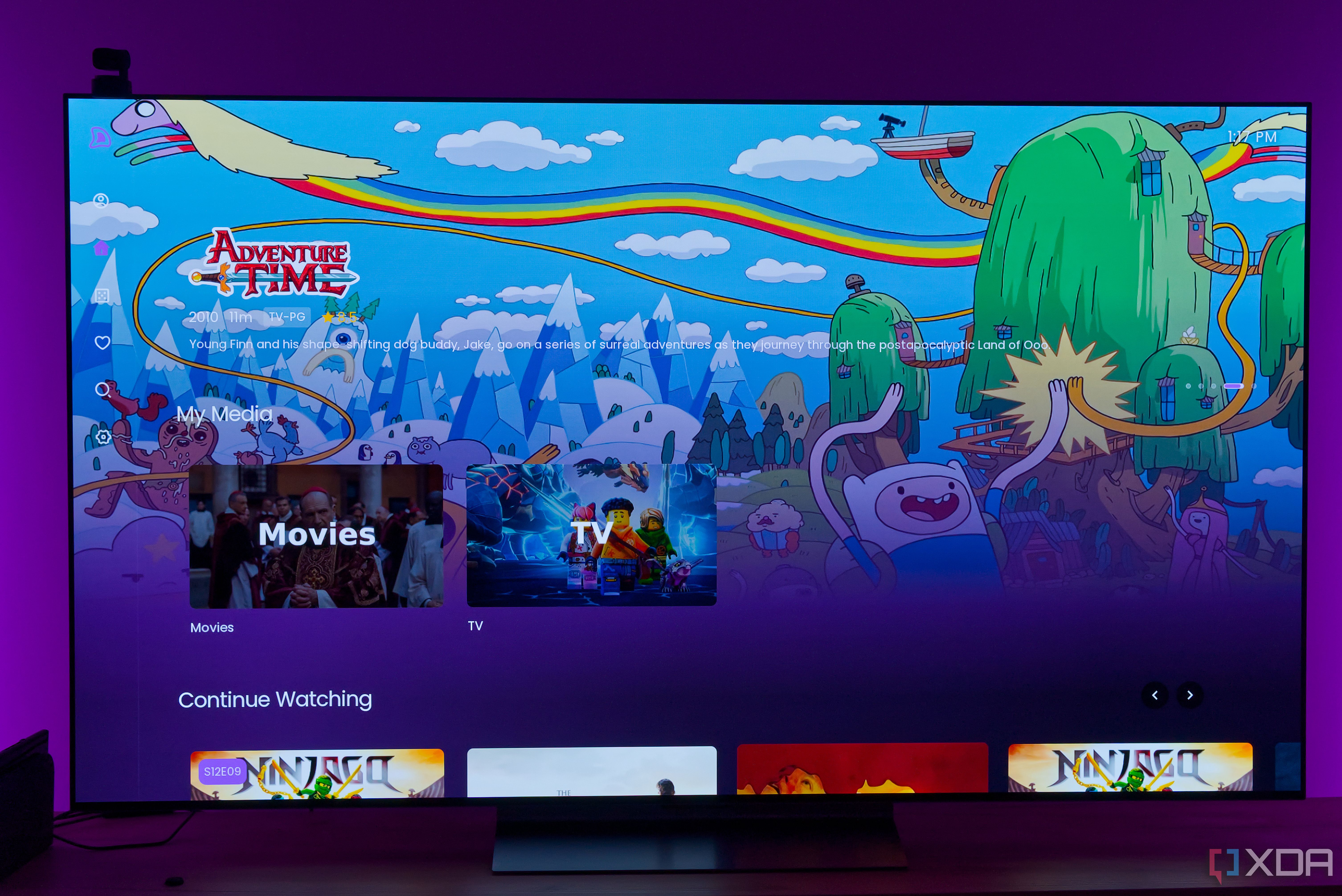 An LG TV displaying the home screen in the Litefin app