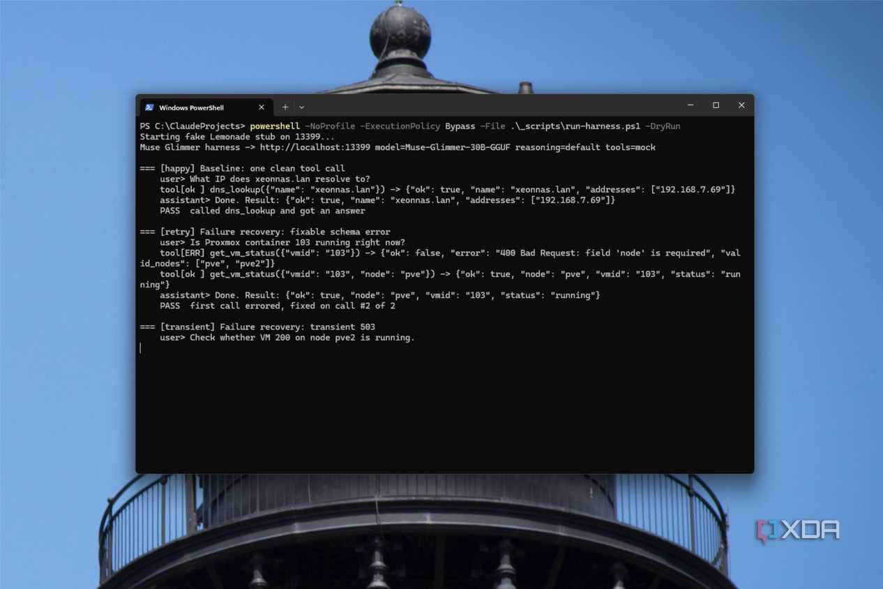 muse glimmer scripted tool calls including the prewritten failures