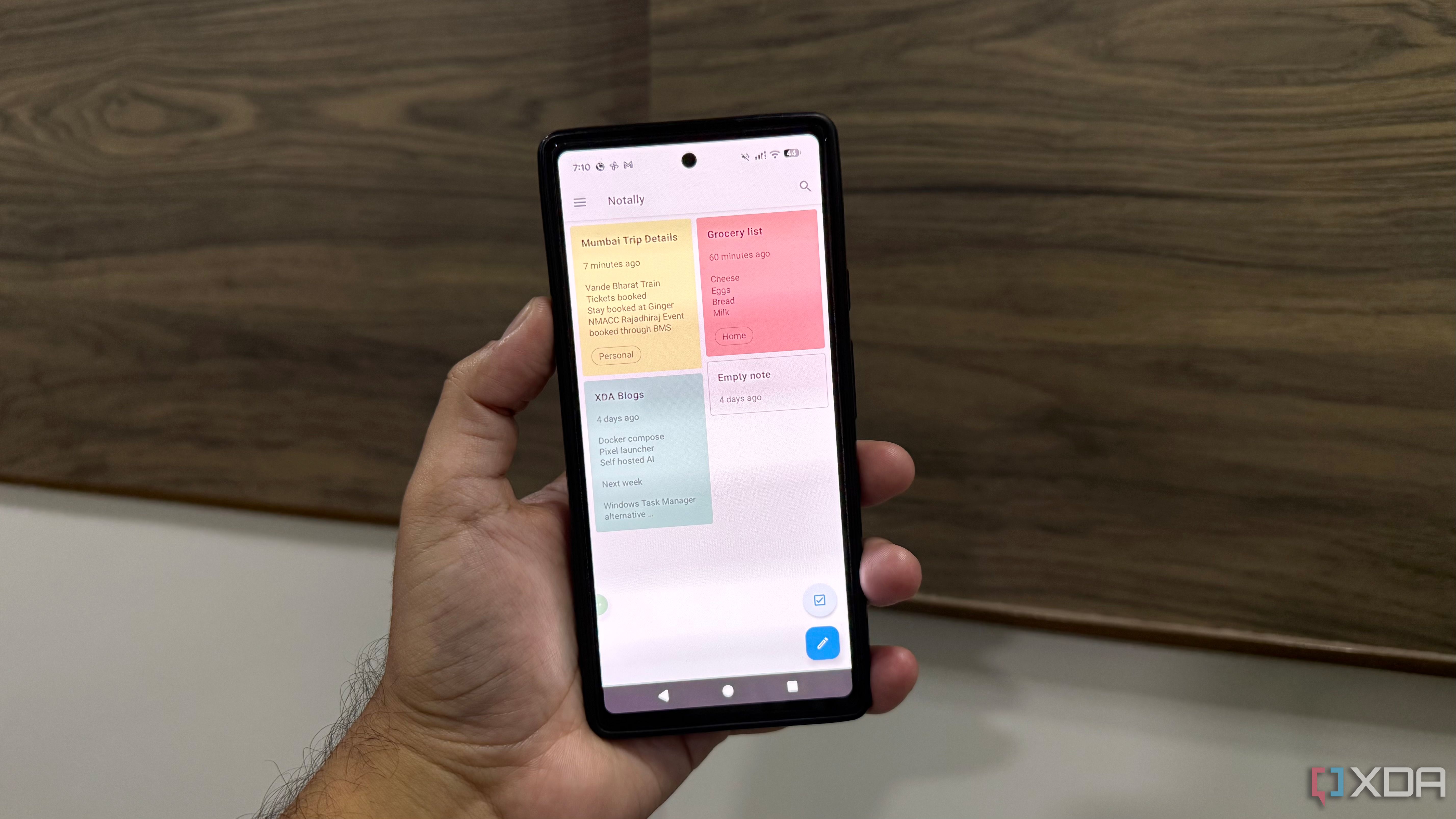 Notally note taking app on Pixel device