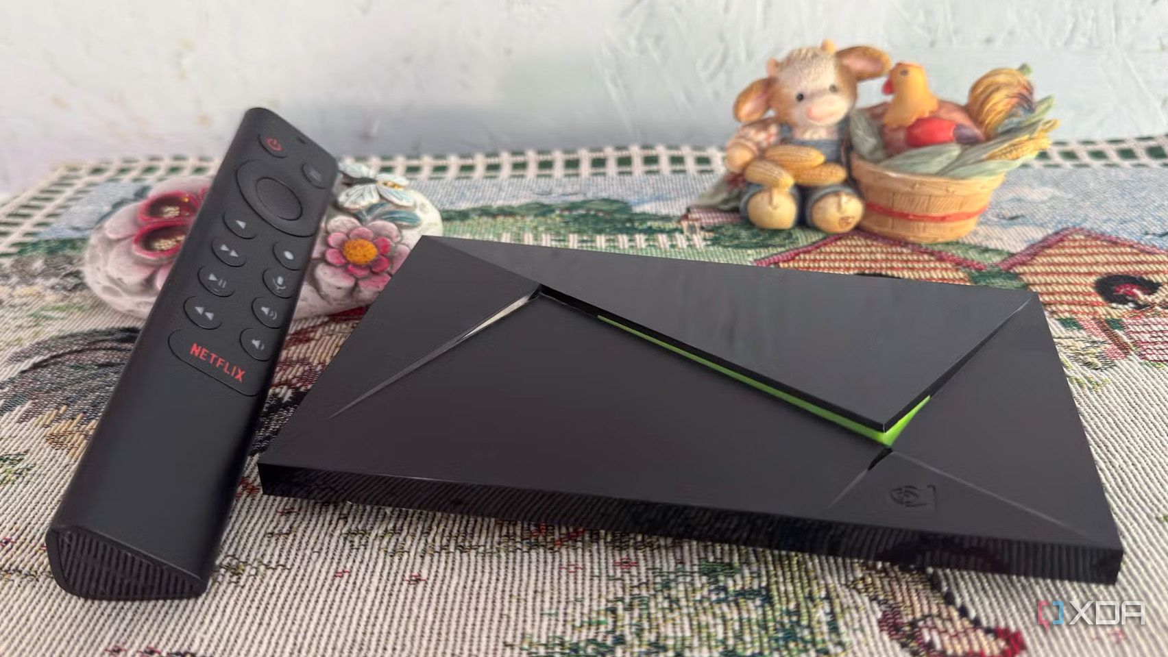 A Nvidia Shield TV Pro sitting on a table 