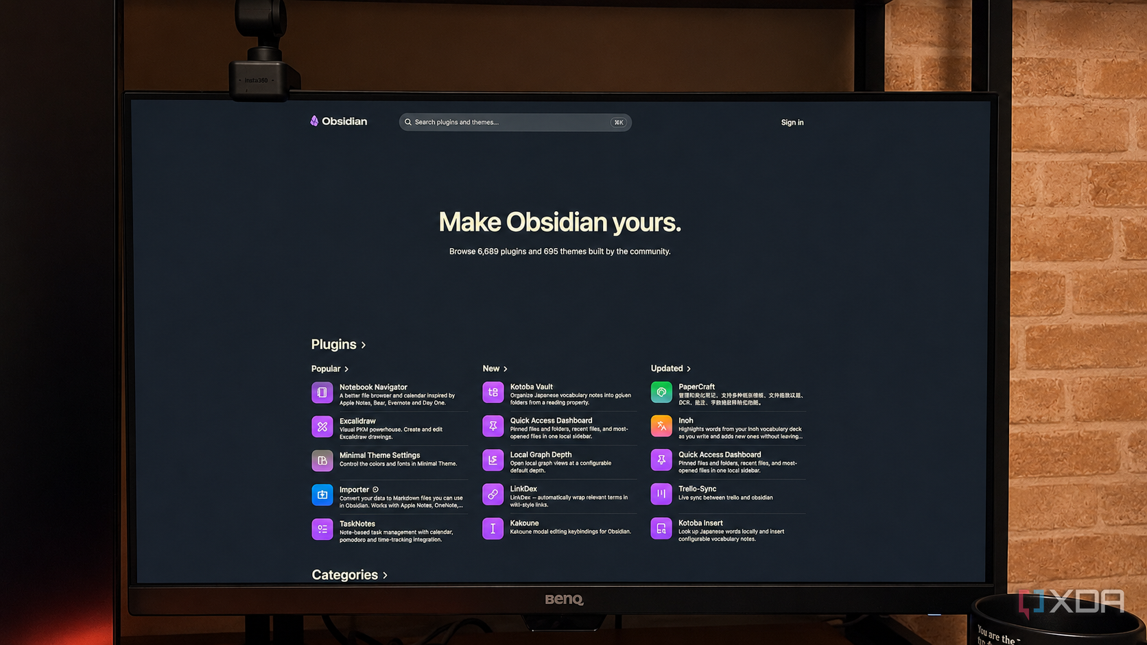 Obsidian Community on a monitor