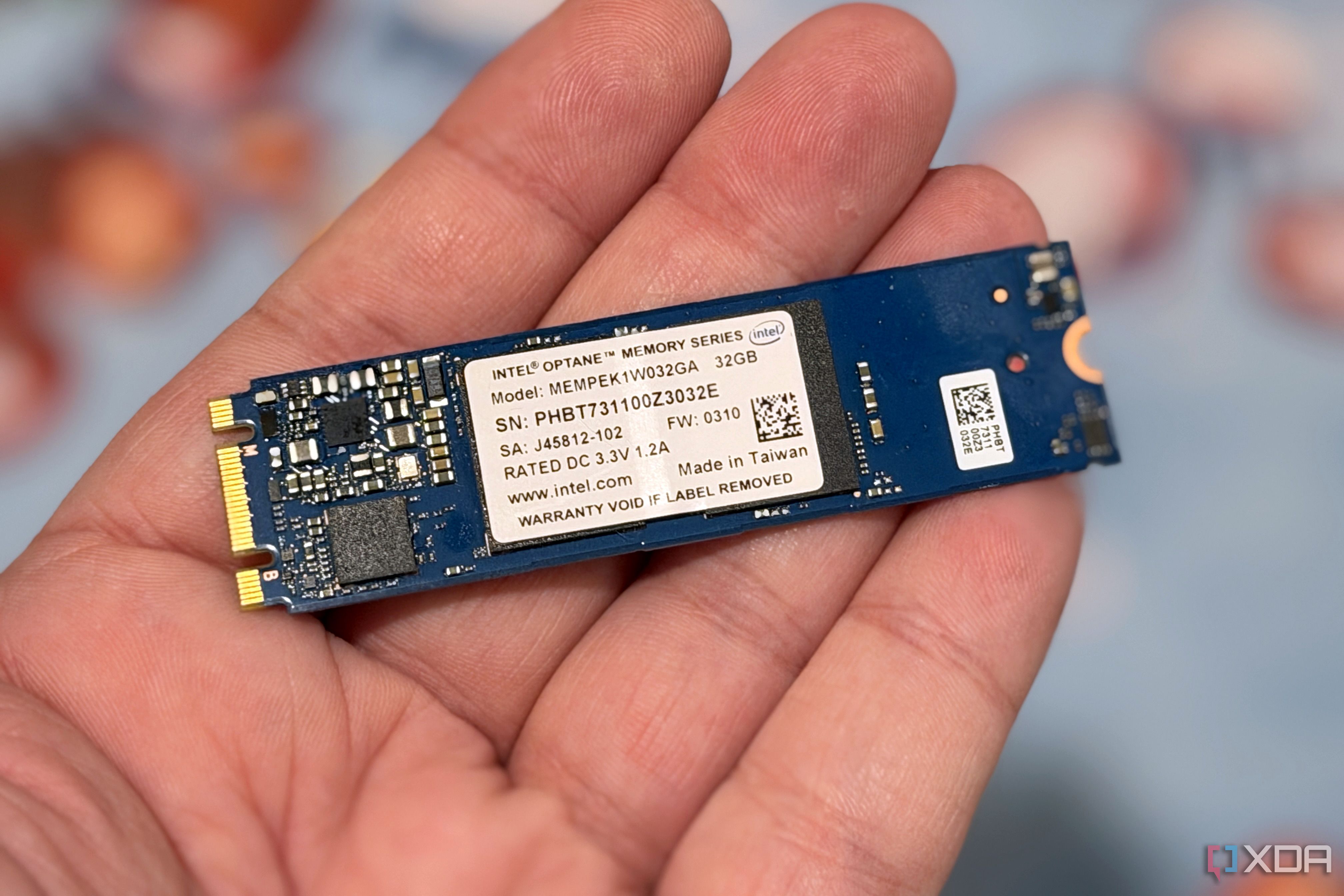 optane ssd stick in hand