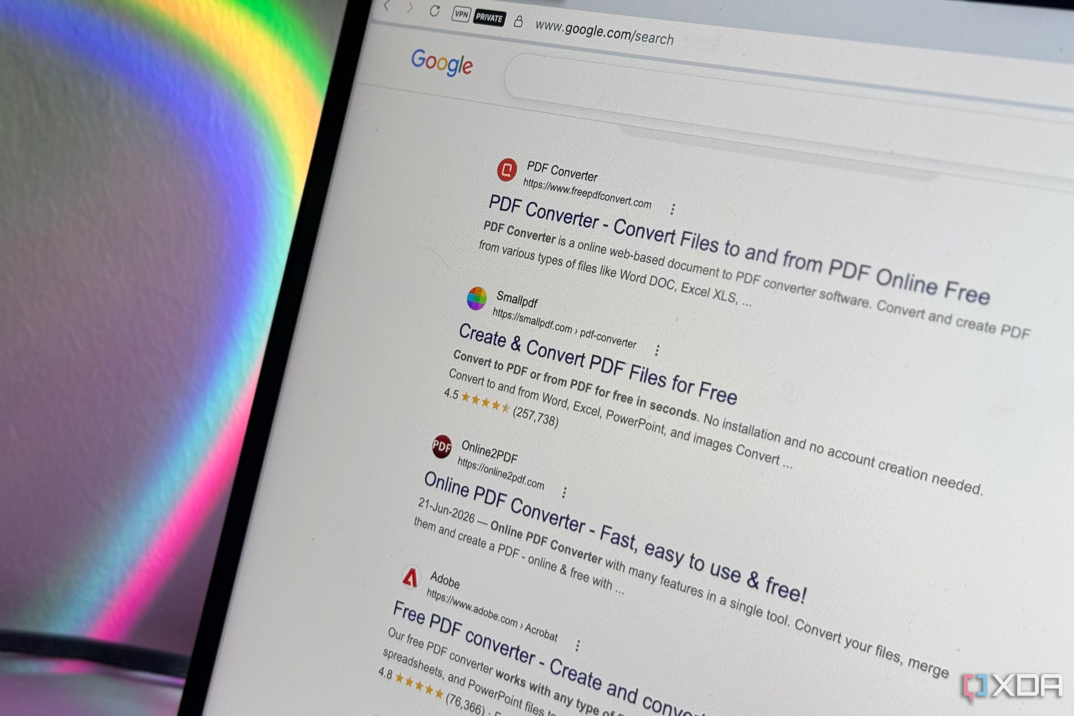 PDF converter google results showing up